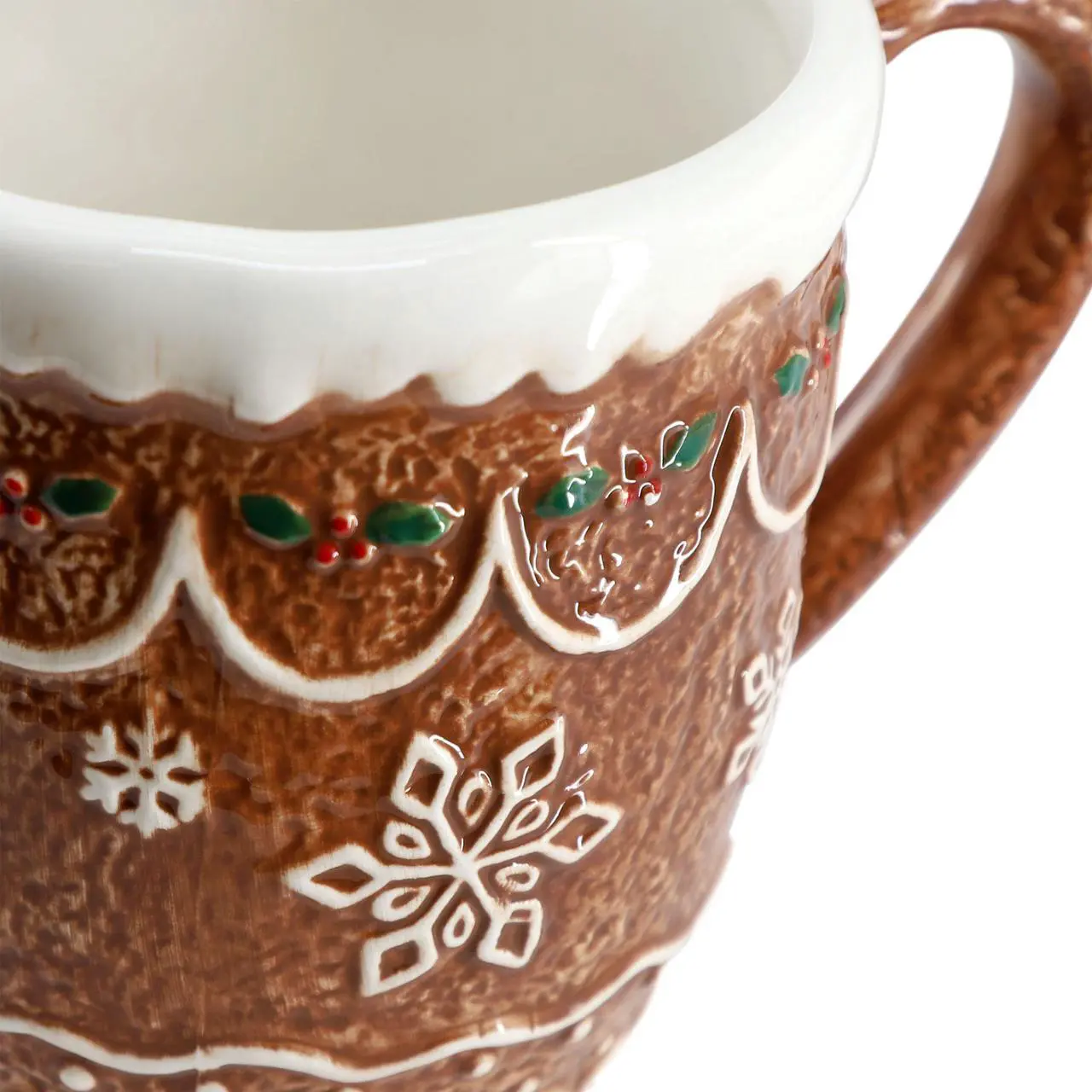 Alt view image 4 of 5 - Martha Stewart 18 Ounce Ceramic Holiday Gingergbread Mug in Brown