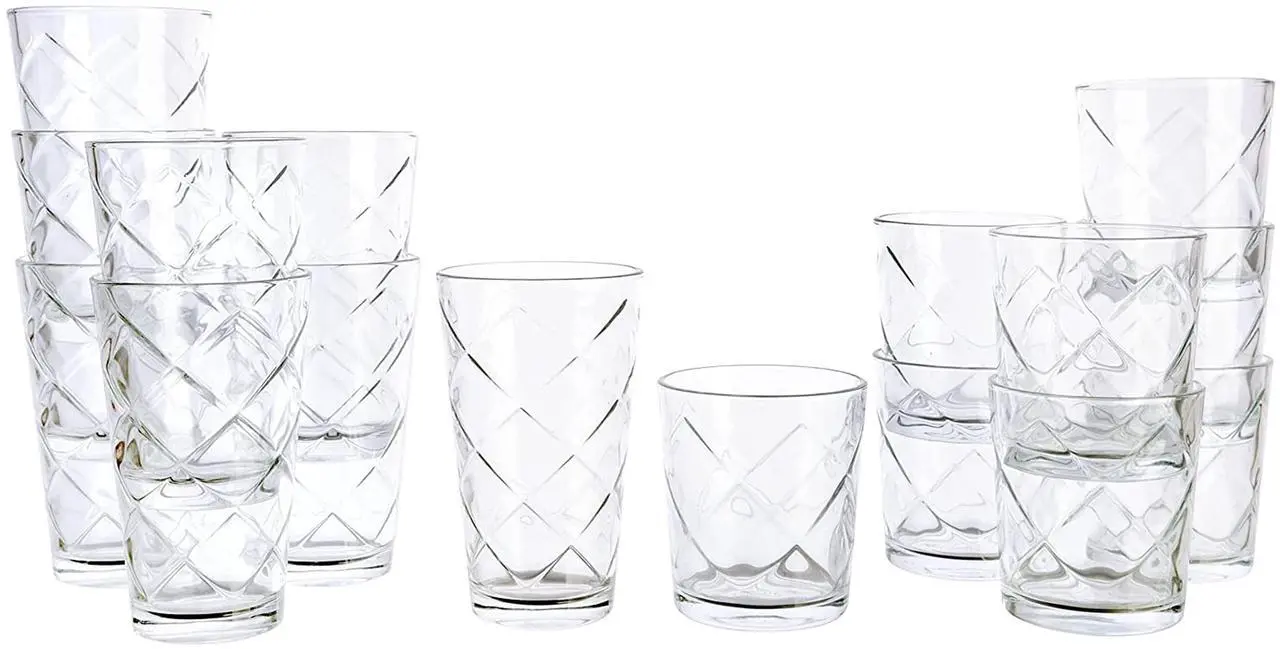 Main image of Gibson Home 16 Piece Lattice Glassware Drinkware Set