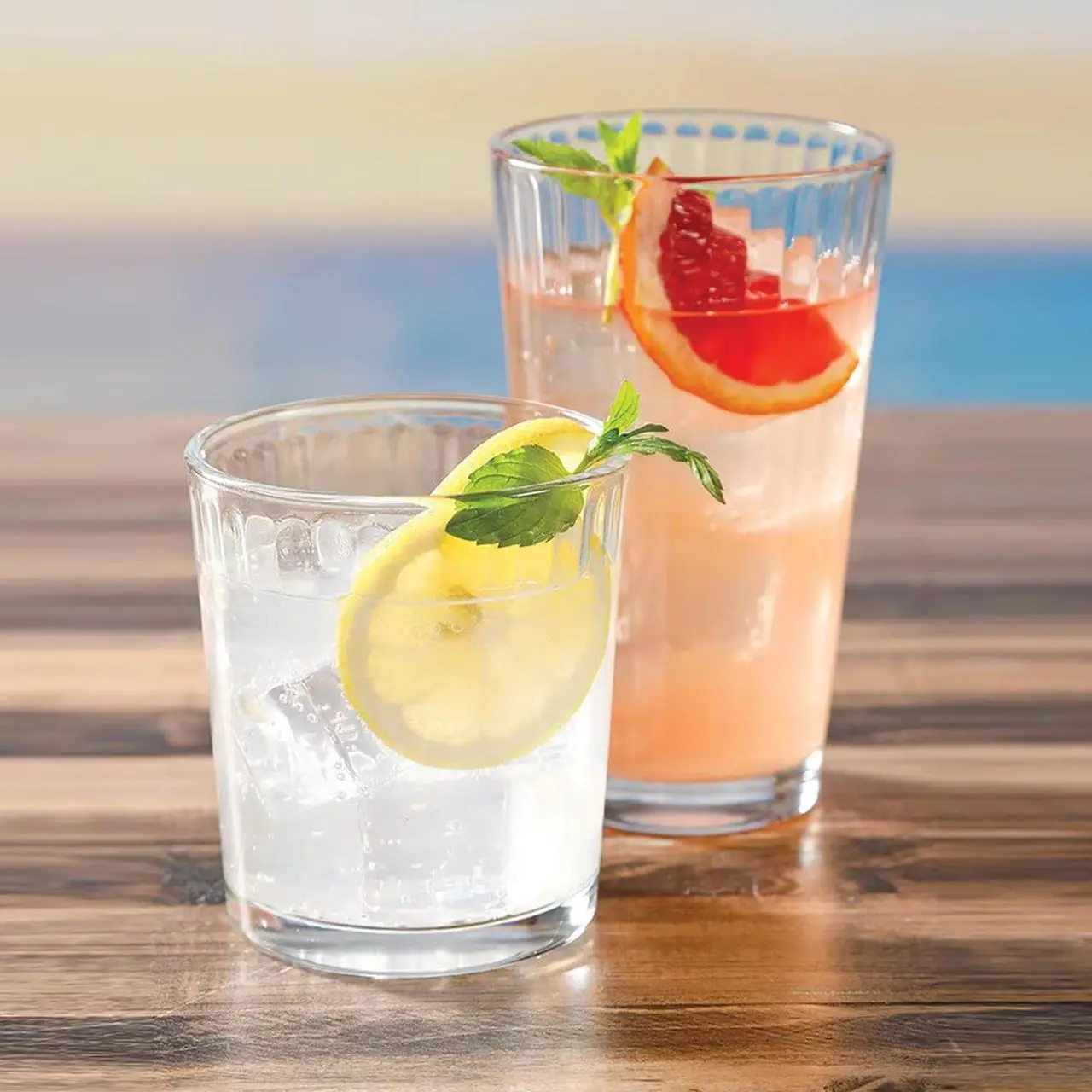 Alt view image 5 of 5 - Gibson Home Moonstone 4 Piece 16 Ounce Glass Tumbler Set