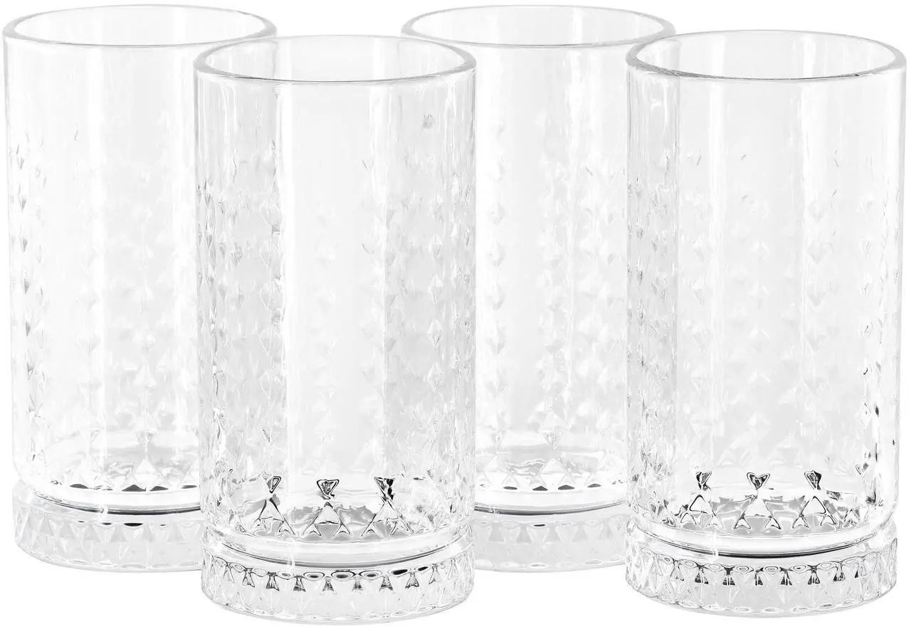 Main image of Gibson Home 4 Piece 16 Ounce Teardrop Embossed Glass Tumbler Set