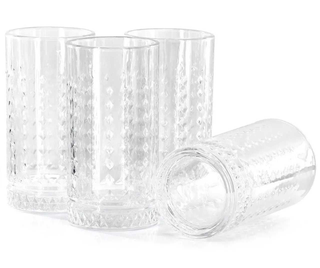 Alt view image 2 of 5 - Gibson Home 4 Piece 16 Ounce Teardrop Embossed Glass Tumbler Set
