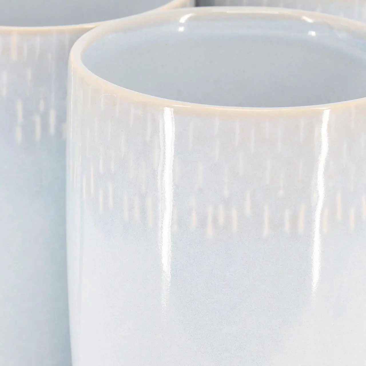 Alt view image 4 of 5 - Gibson Meritage Jasper 6 Piece 22 Ounce Stoneware Tall Latte Cup Set in Ski Blue
