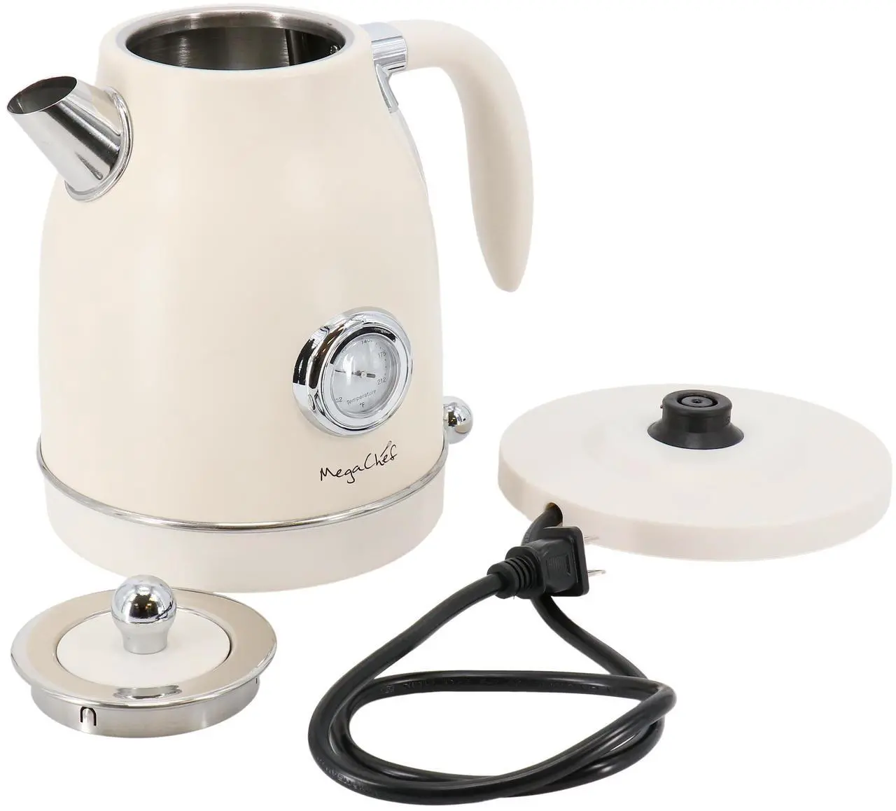 Alt view image 3 of 7 - MegaChef 1.7 Liter Electric Tea Kettle and 2 Slice Toaster Combo in Matt Cream