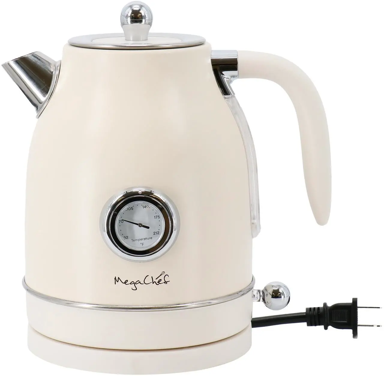 Alt view image 2 of 7 - MegaChef 1.7 Liter Electric Tea Kettle and 2 Slice Toaster Combo in Matt Cream