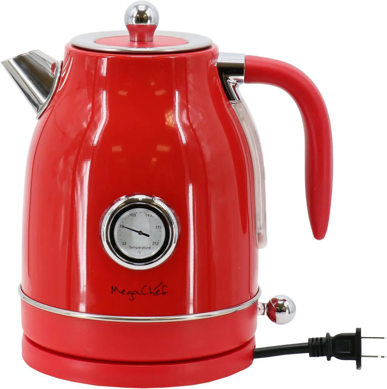 Alt view image 2 of 7 - MegaChef 1.7 Liter Electric Tea Kettle and 2 Slice Toaster Combo in Red
