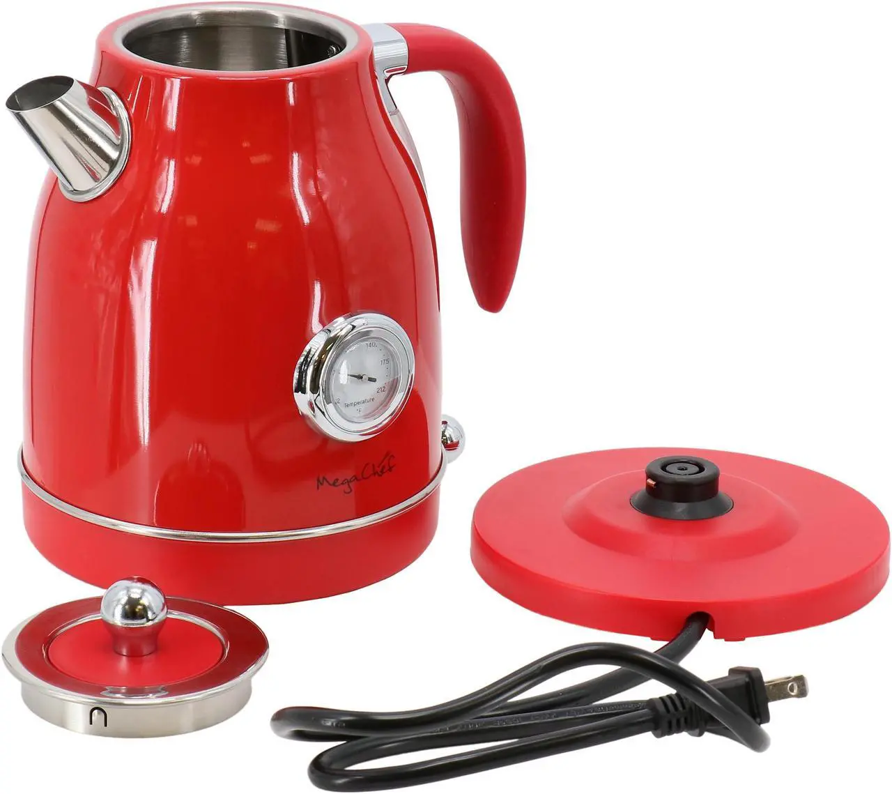 Alt view image 3 of 7 - MegaChef 1.7 Liter Electric Tea Kettle and 2 Slice Toaster Combo in Red