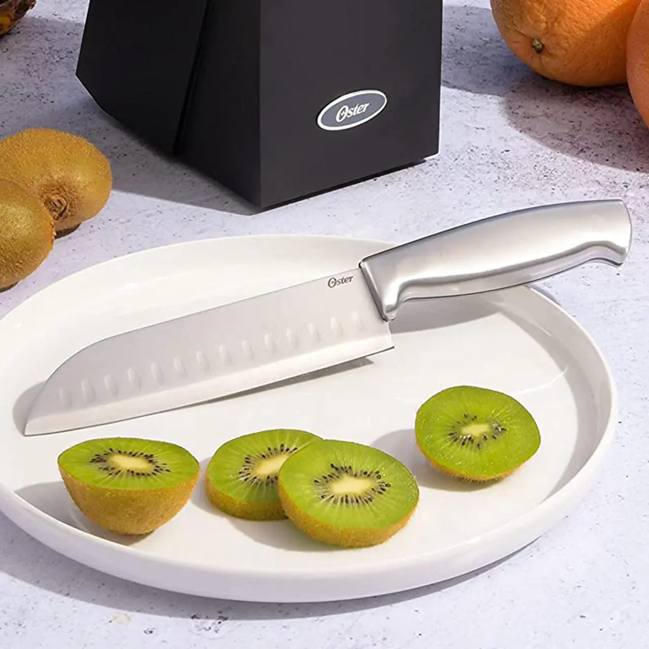 Alt view image 4 of 4 - Oster Baldwyn 6.5 Inch High Carbon Stainless Steel Santoku Knife