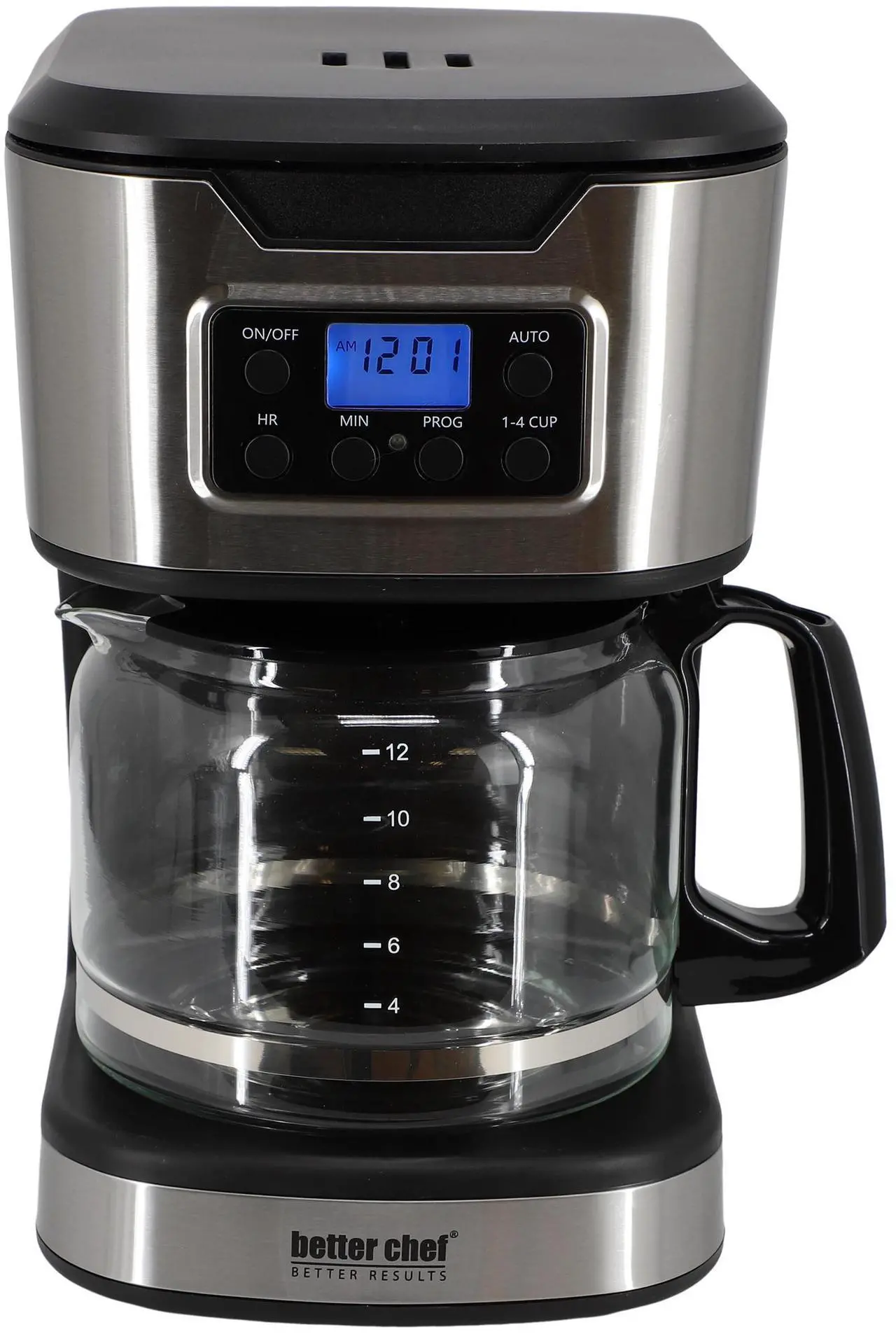 Alt view image 2 of 7 - Better Chef 12-Cup Programmable Coffee Maker in Black with Stainless Steel Accents