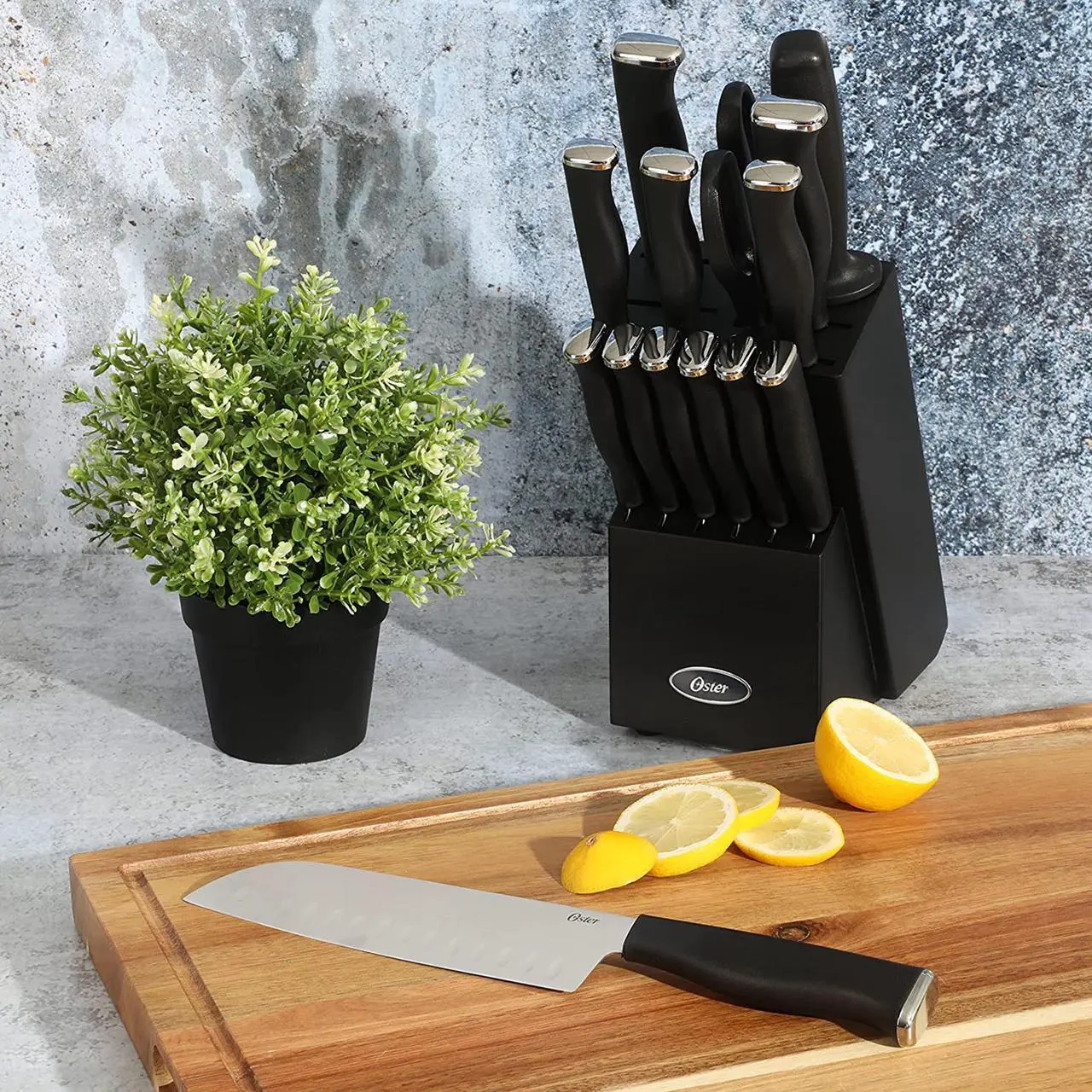 Alt view image 6 of 8 - Oster Langmore 15 Piece Stainless Steel Blade Cutlery Set in Black