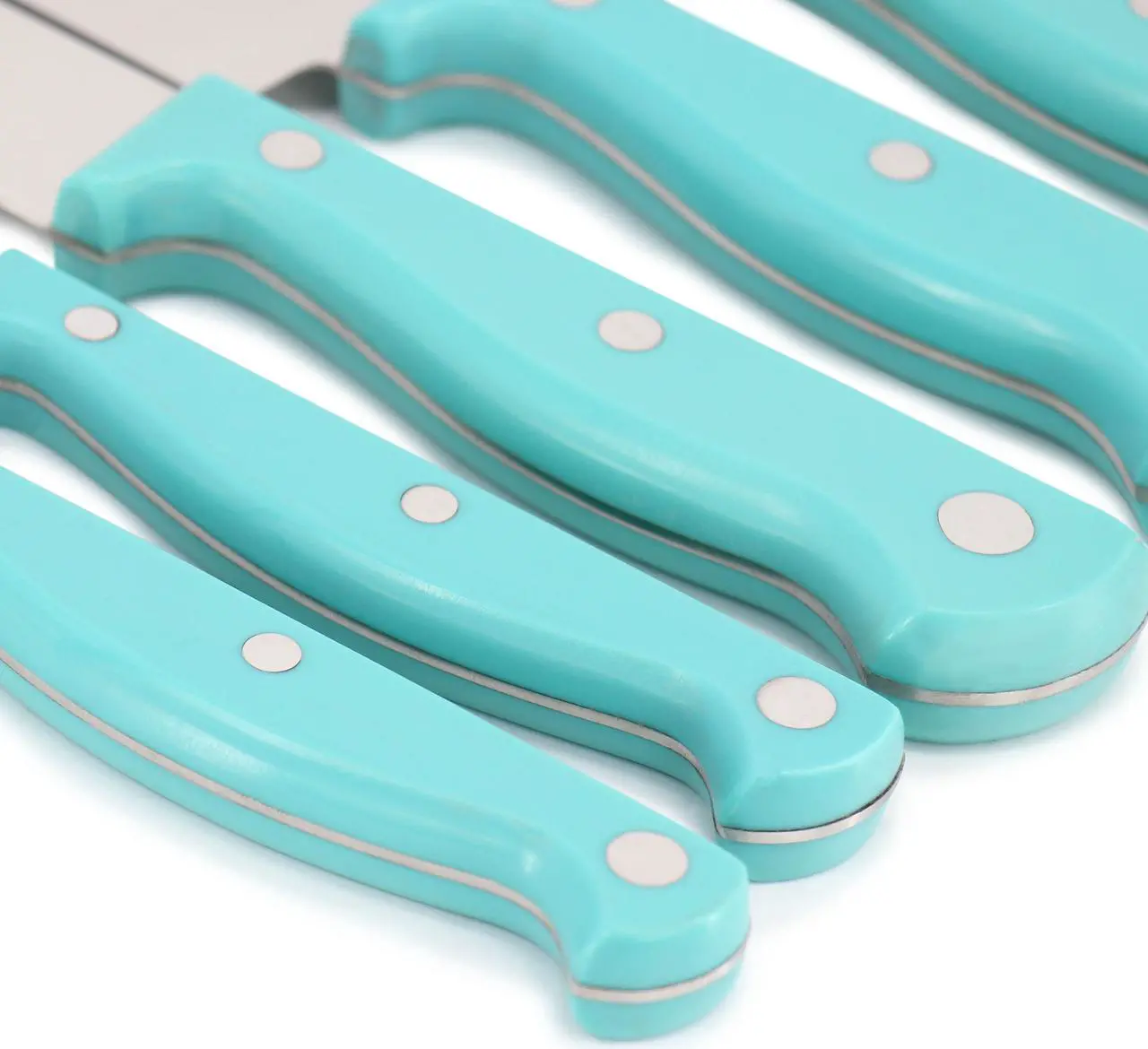 Alt view image 4 of 6 - Martha Stewart Everyday Keswick 7 Piece Stainless Steel Cutlery and Wood Block Set in Teal