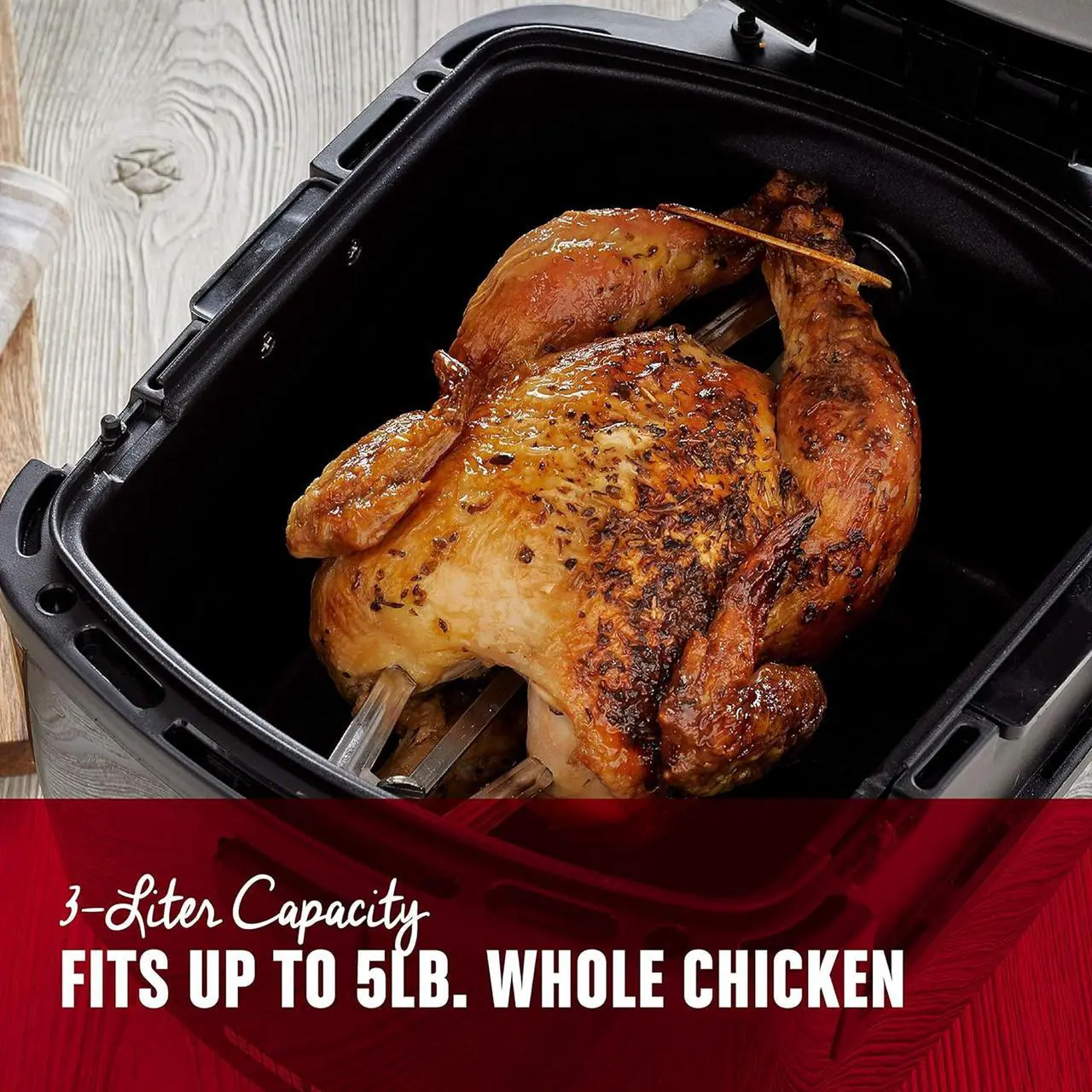 Alt view image 6 of 7 - george foreman ghfd6800b twist n crisp air fryer, with rotisserie attachment, 3l capacity, black