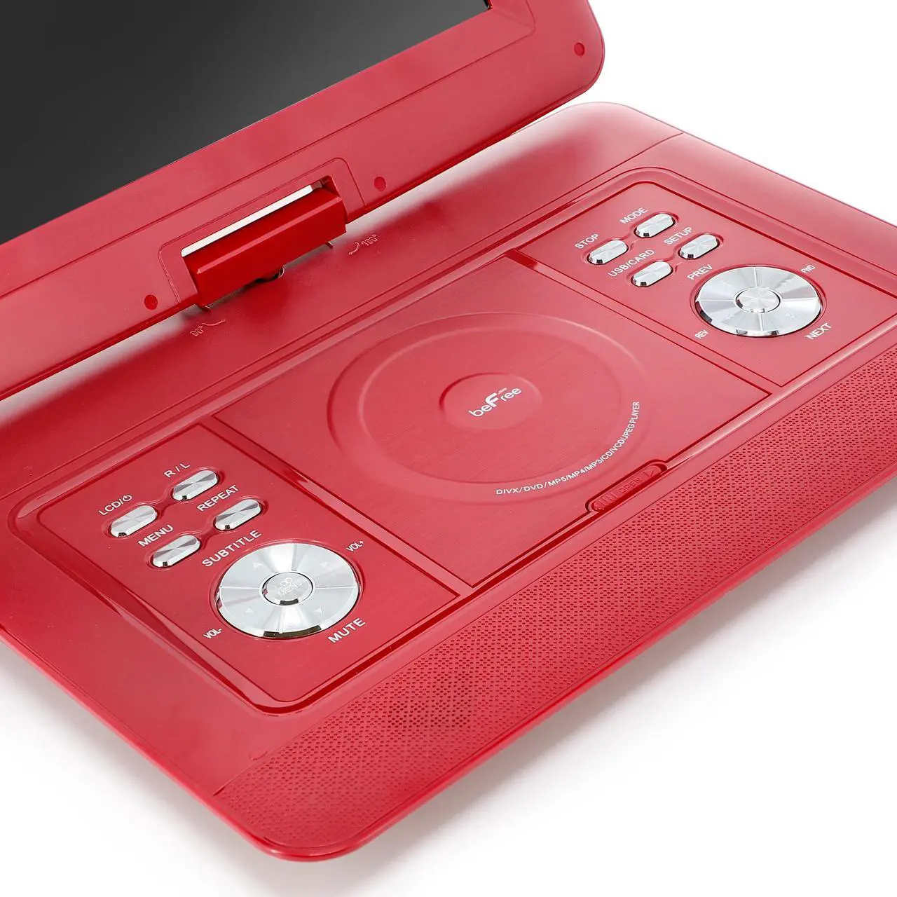 Alt view image 2 of 5 - beFree Sound 14.1 Inch Portable DVD Player with Swivel TFT-LCD Screen and USB,SD,AV Inputs- Red