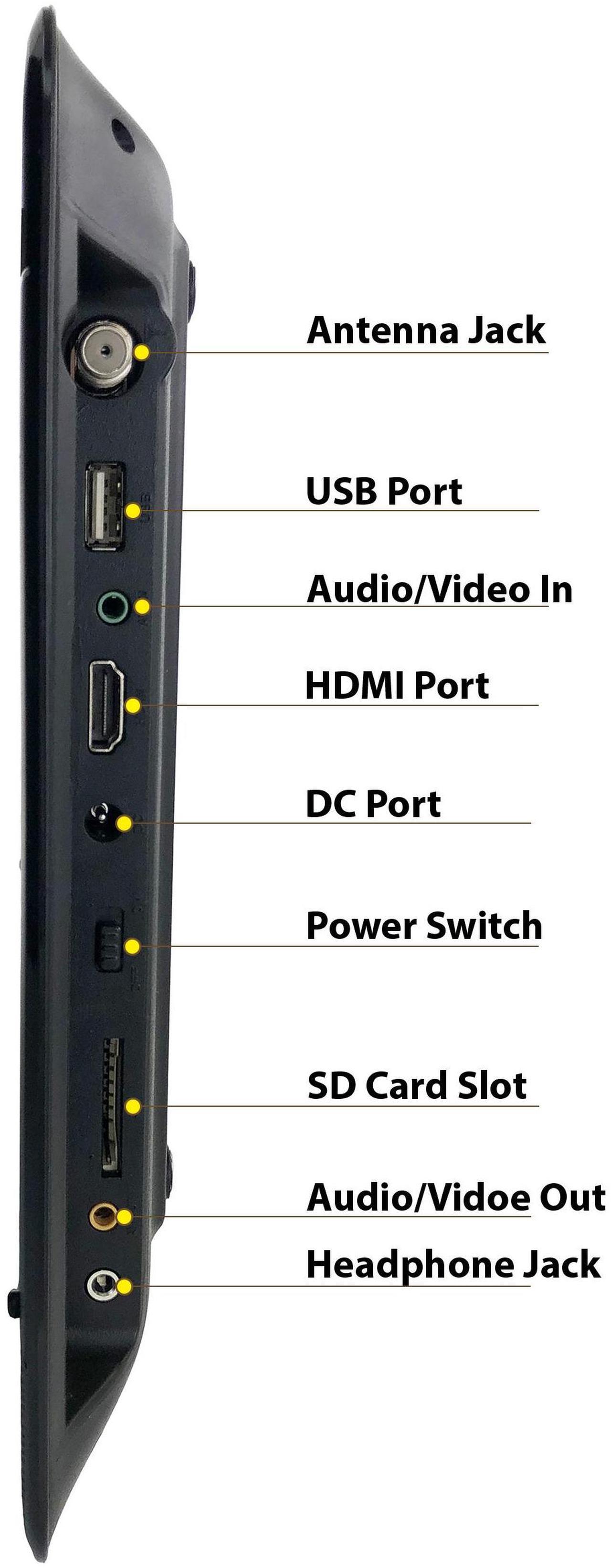 Alt view image 2 of 4 - Trexonic 13.3 Inch Portable TV+DVD Player with Color TFT LED Screen and USB/HD/AV Inputs