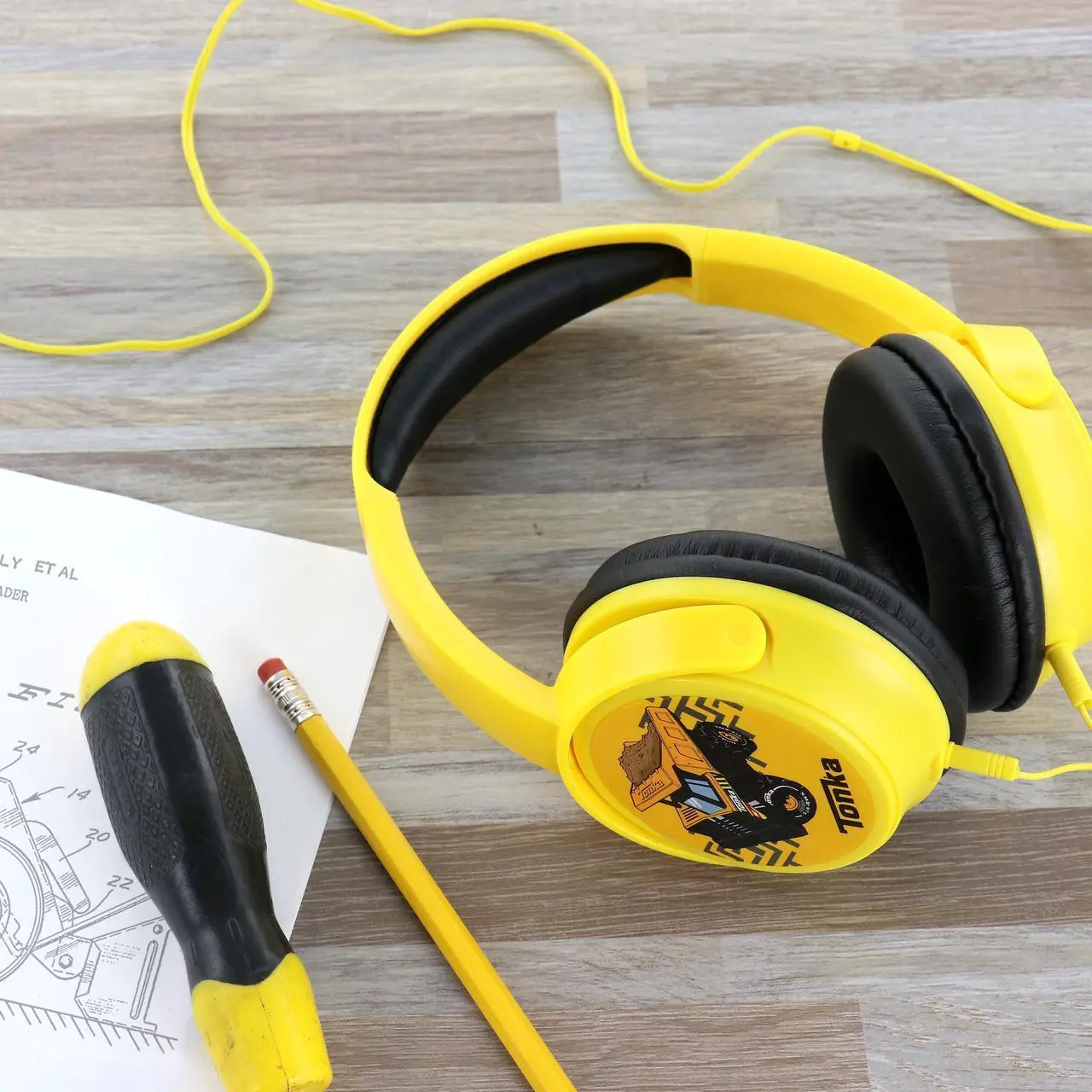 Alt view image 5 of 5 - Sakar Tonka Truck Over The Ear Wired Headphones in Yellow