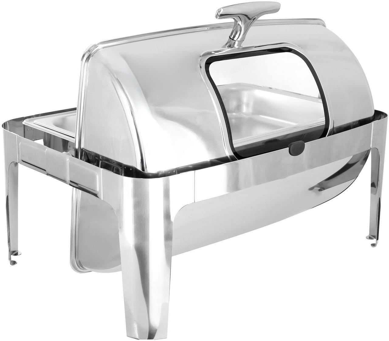 Alt view image 6 of 7 - MegaChef 9.5 Quart Oblong Roll Top Stainless Steel Professional Chafing Dish/Food Warmer/Buffet Server with Window