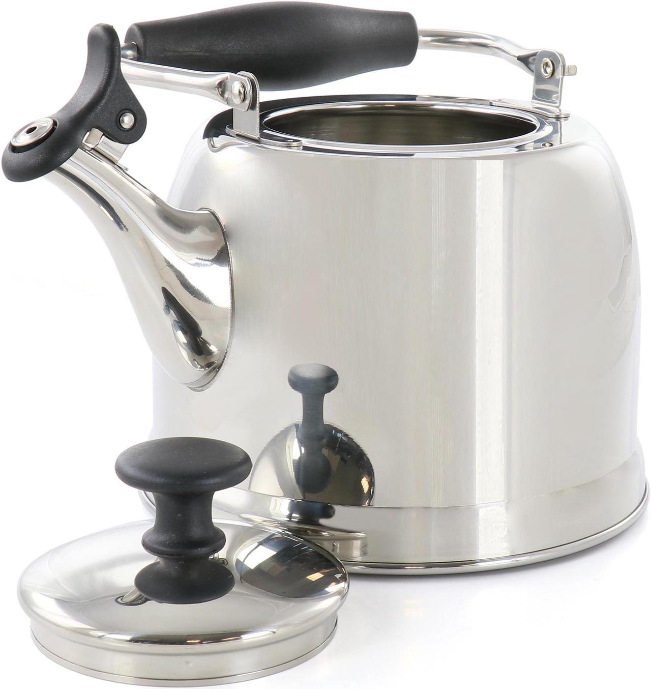 Alt view image 2 of 5 - Martha Stewart Everyday Lily Pond 2.2 Quart Stainless Steel Tea Kettle in Silver