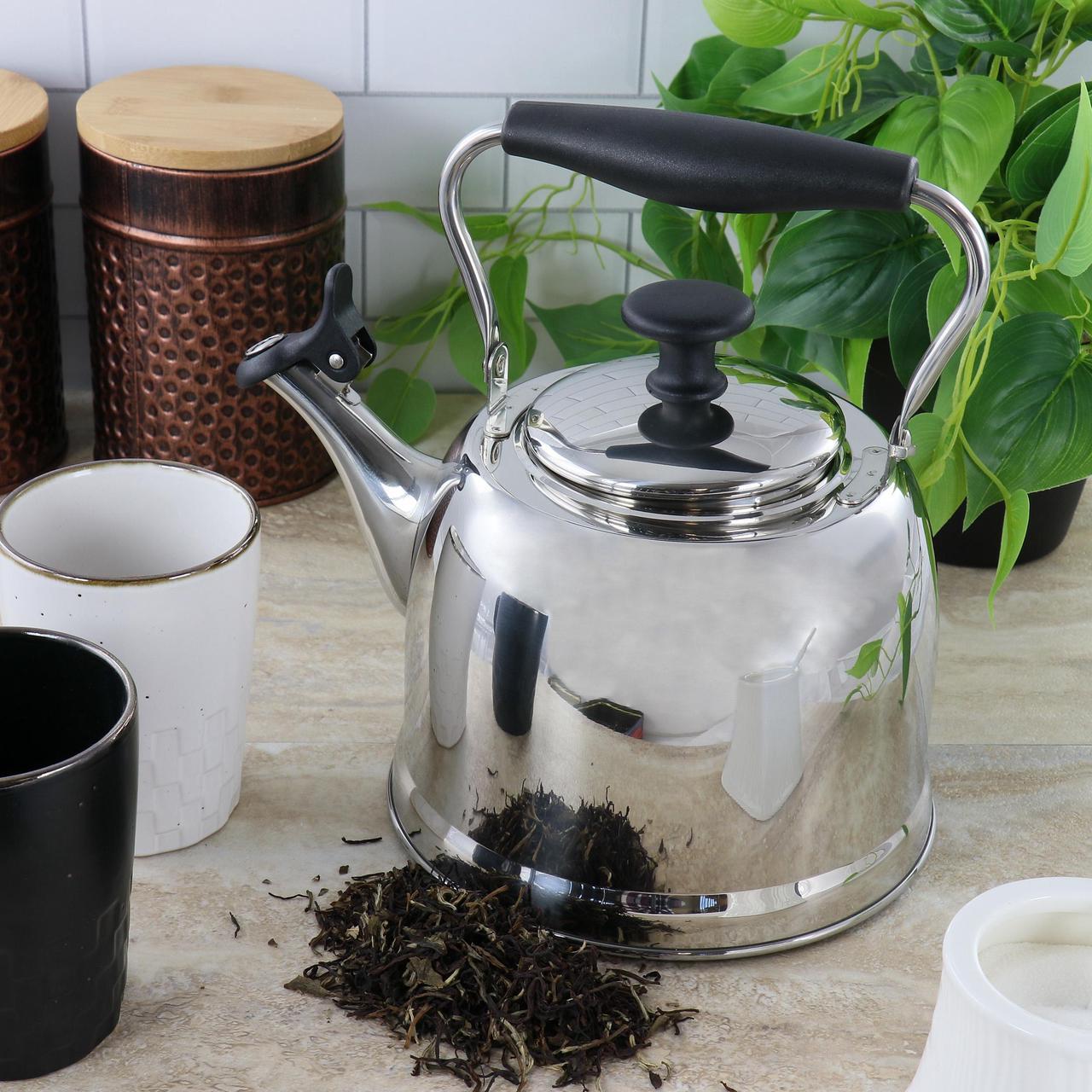 Alt view image 5 of 5 - Martha Stewart Everyday Lily Pond 2.2 Quart Stainless Steel Tea Kettle in Silver