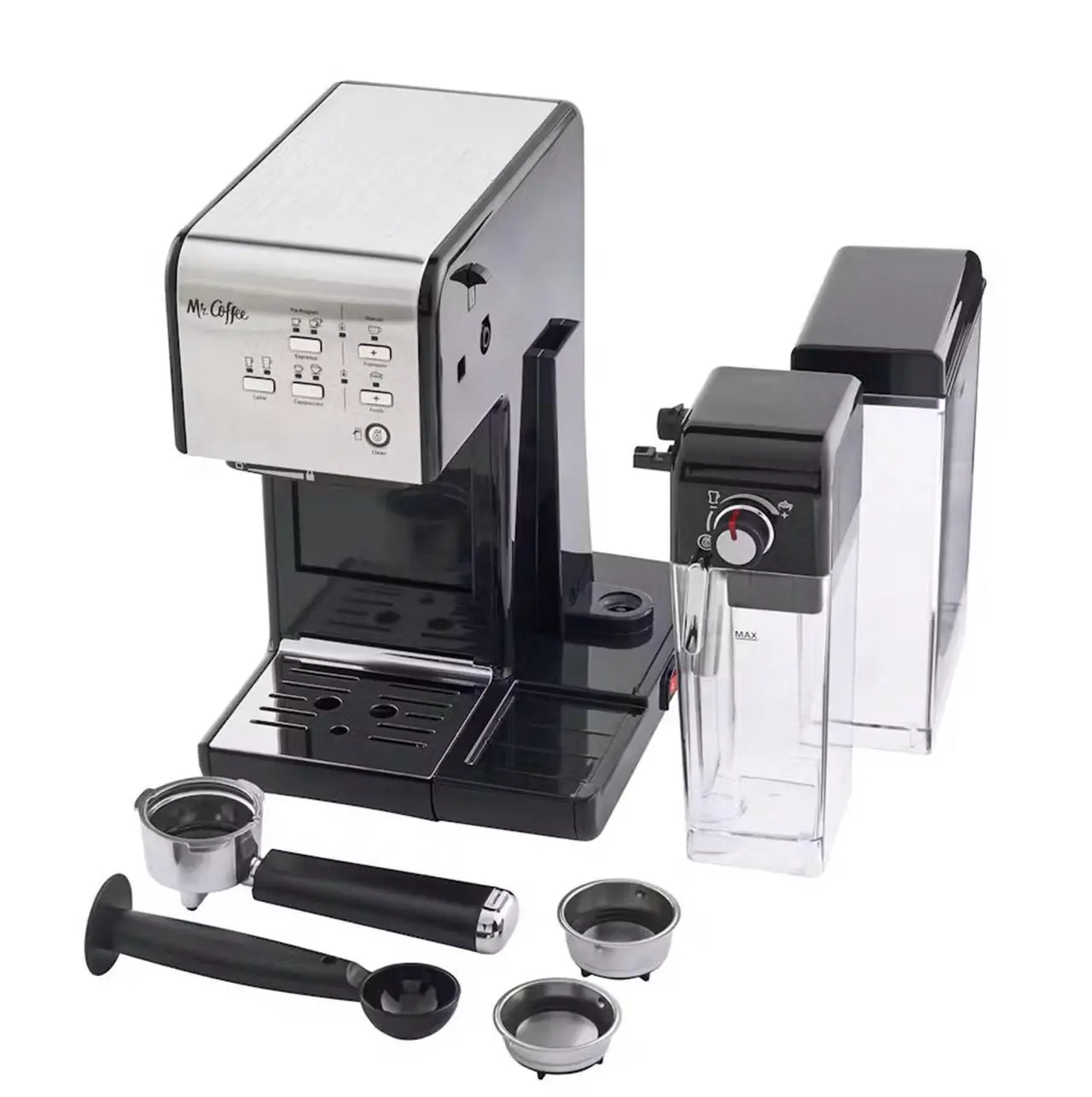 Alt view image 15 of 19 - Mr. Coffee Programmable Espresso & Cappuccino Machine with Automatic Milk Frother & 19-Bar Pump - Stainless Steel