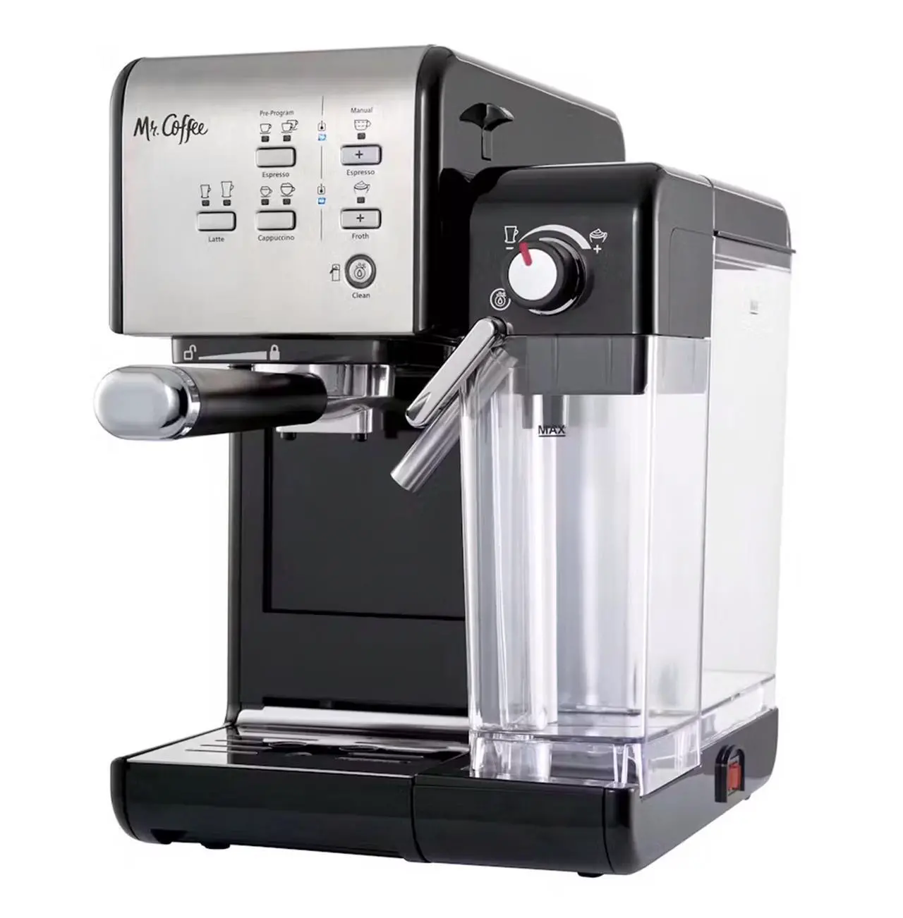 Alt view image 14 of 19 - Mr. Coffee Programmable Espresso & Cappuccino Machine with Automatic Milk Frother & 19-Bar Pump - Stainless Steel