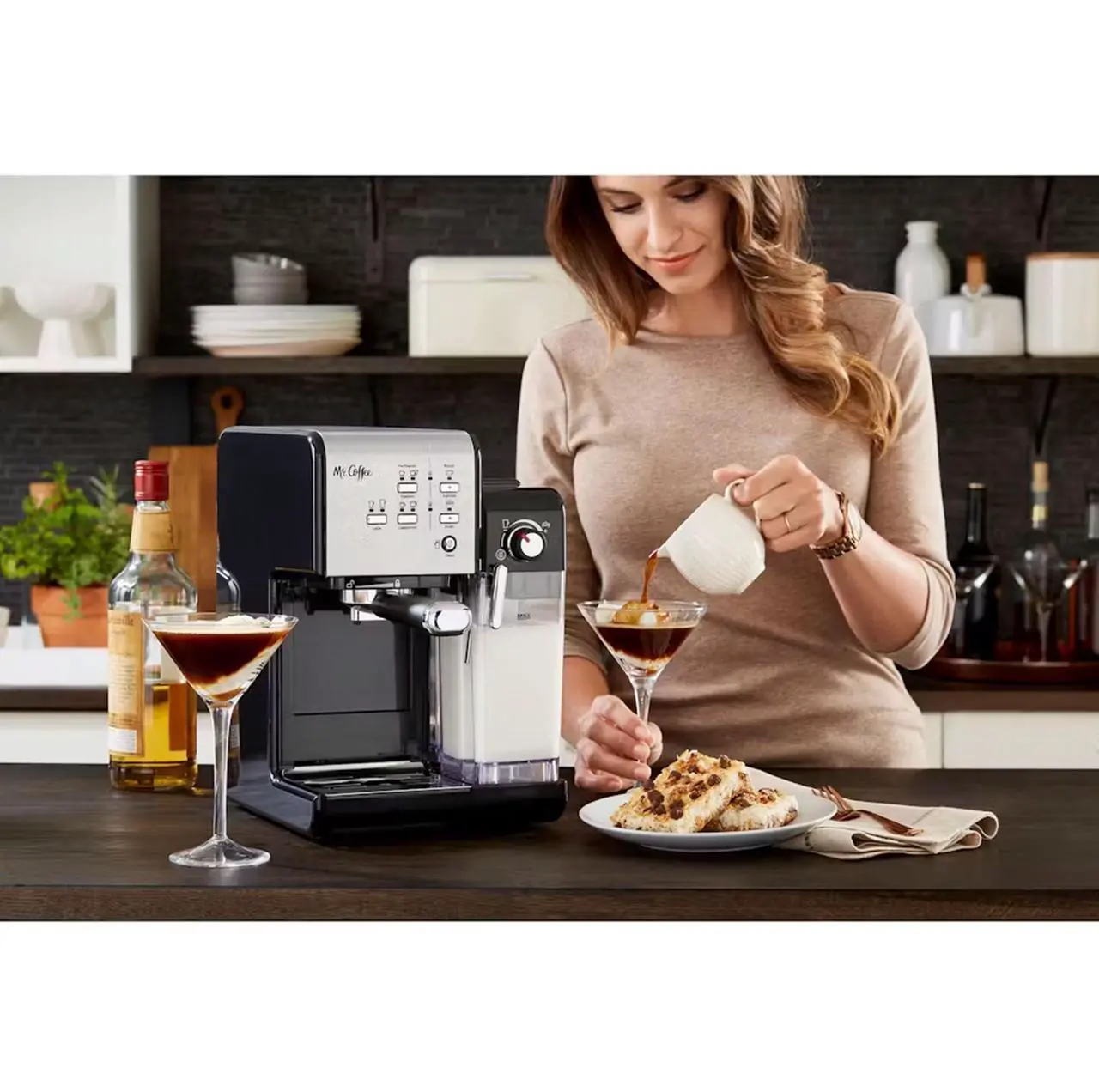 Alt view image 17 of 19 - Mr. Coffee Programmable Espresso & Cappuccino Machine with Automatic Milk Frother & 19-Bar Pump - Stainless Steel