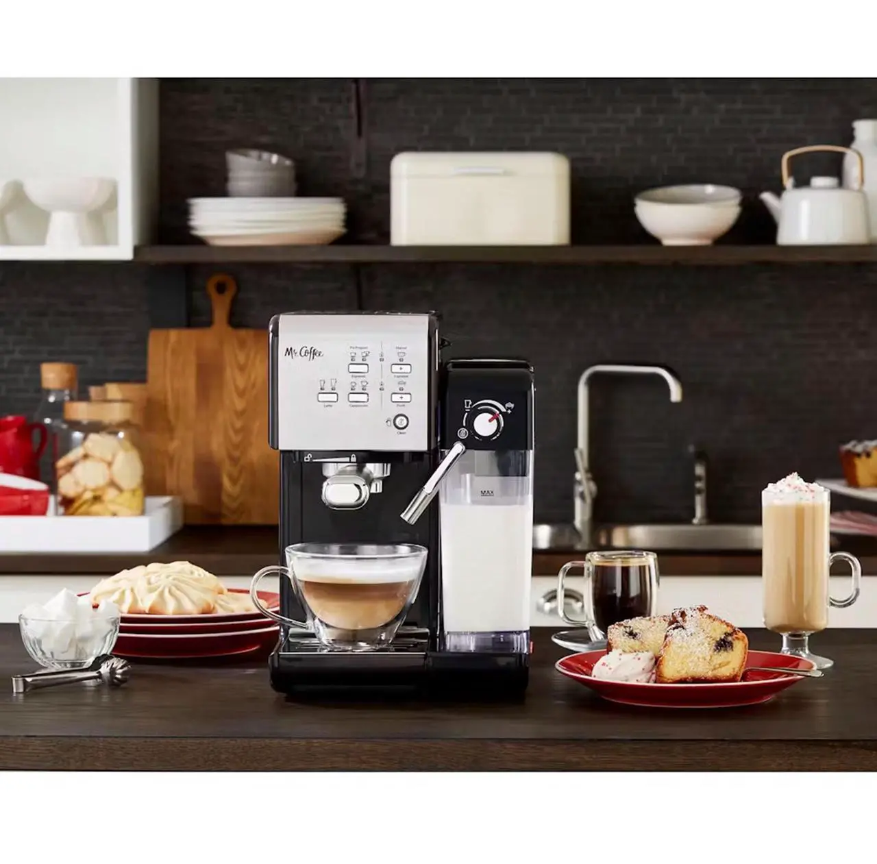 Alt view image 18 of 19 - Mr. Coffee Programmable Espresso & Cappuccino Machine with Automatic Milk Frother & 19-Bar Pump - Stainless Steel