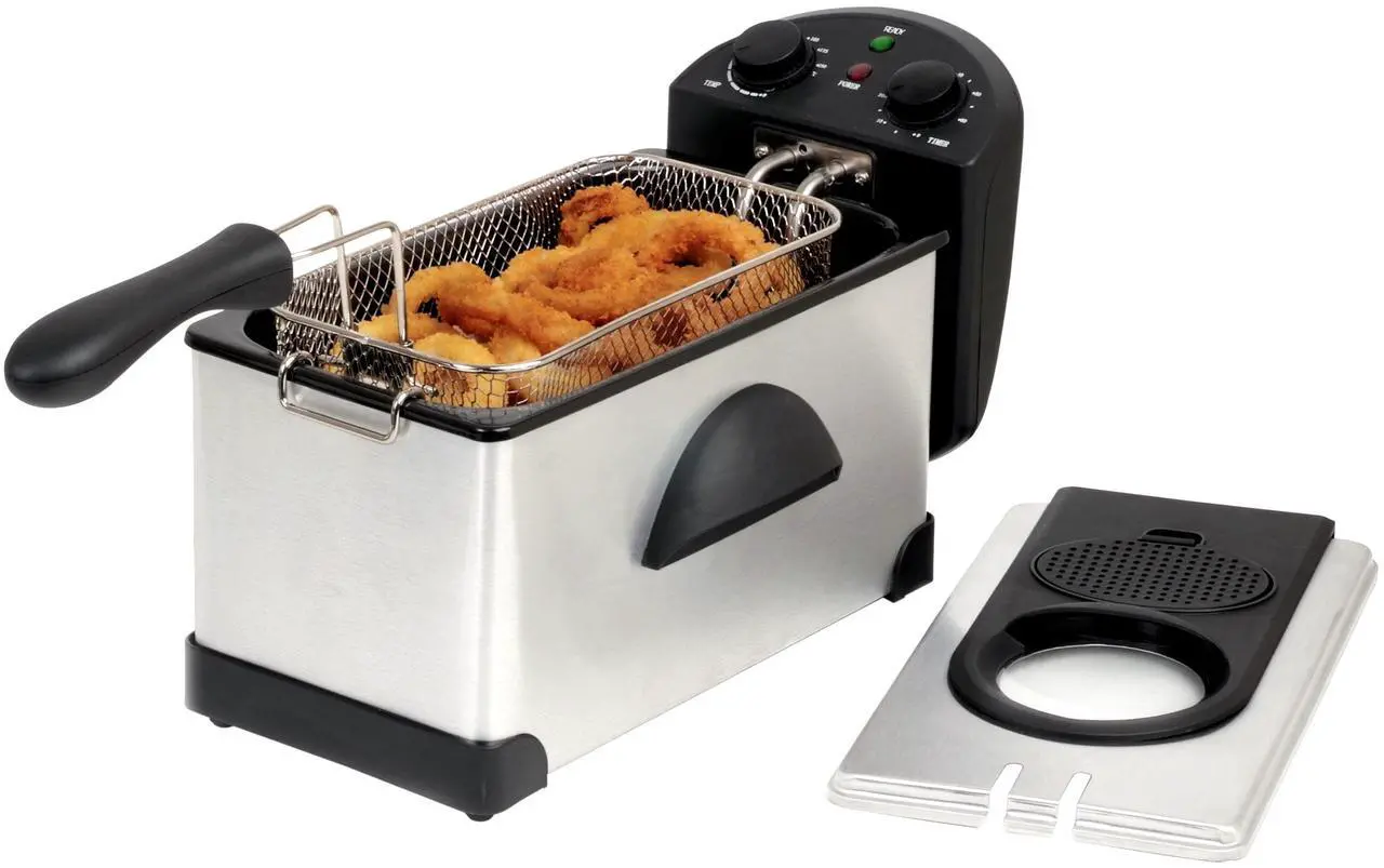 Alt view image 2 of 7 - MegaChef 3.17 Quart Stainless Steel Electric Deep Fryer with Timer