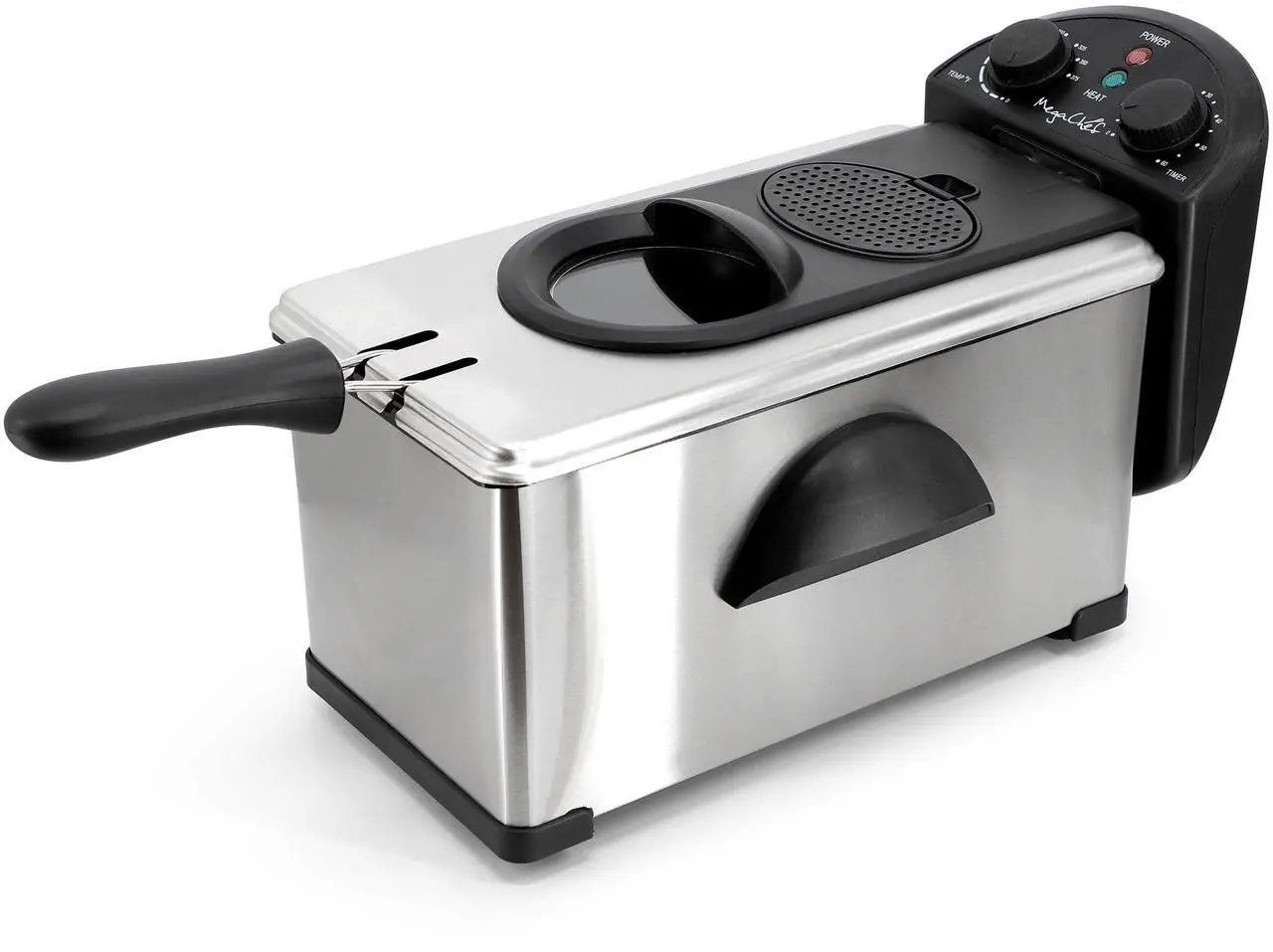 Alt view image 5 of 7 - MegaChef 3.17 Quart Stainless Steel Electric Deep Fryer with Timer