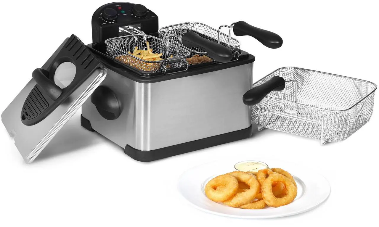 Main image of MegaChef 4.23 Quart Stainless Steel Electric Deep Fryer with Timer