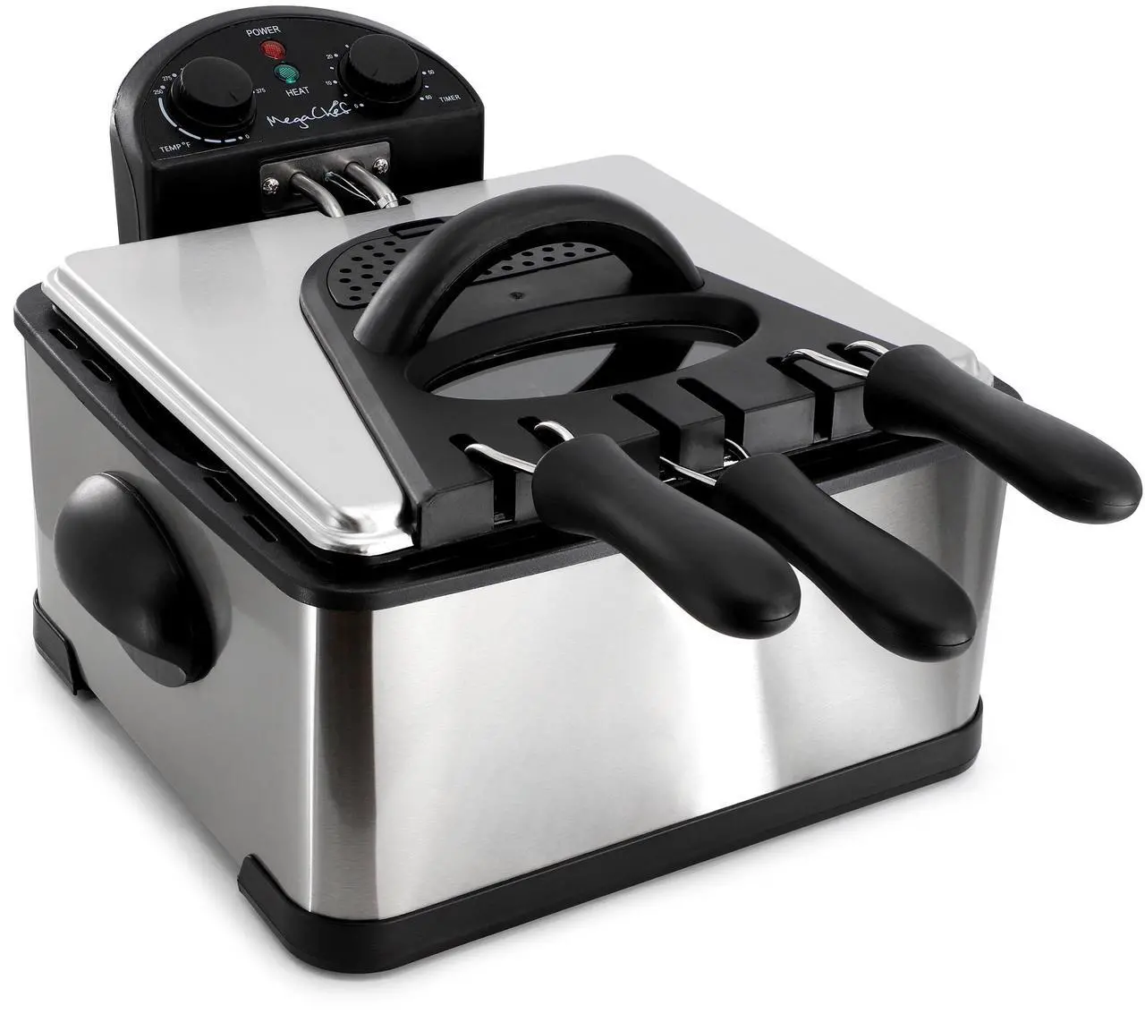 Alt view image 4 of 7 - MegaChef 4.23 Quart Stainless Steel Electric Deep Fryer with Timer
