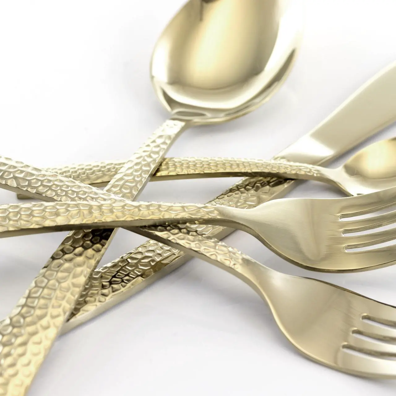 Alt view image 4 of 6 - MegaChef Baily 20 Piece Flatware Utensil Set, Stainless Steel Silverware Metal Service for 4 in Light Gold