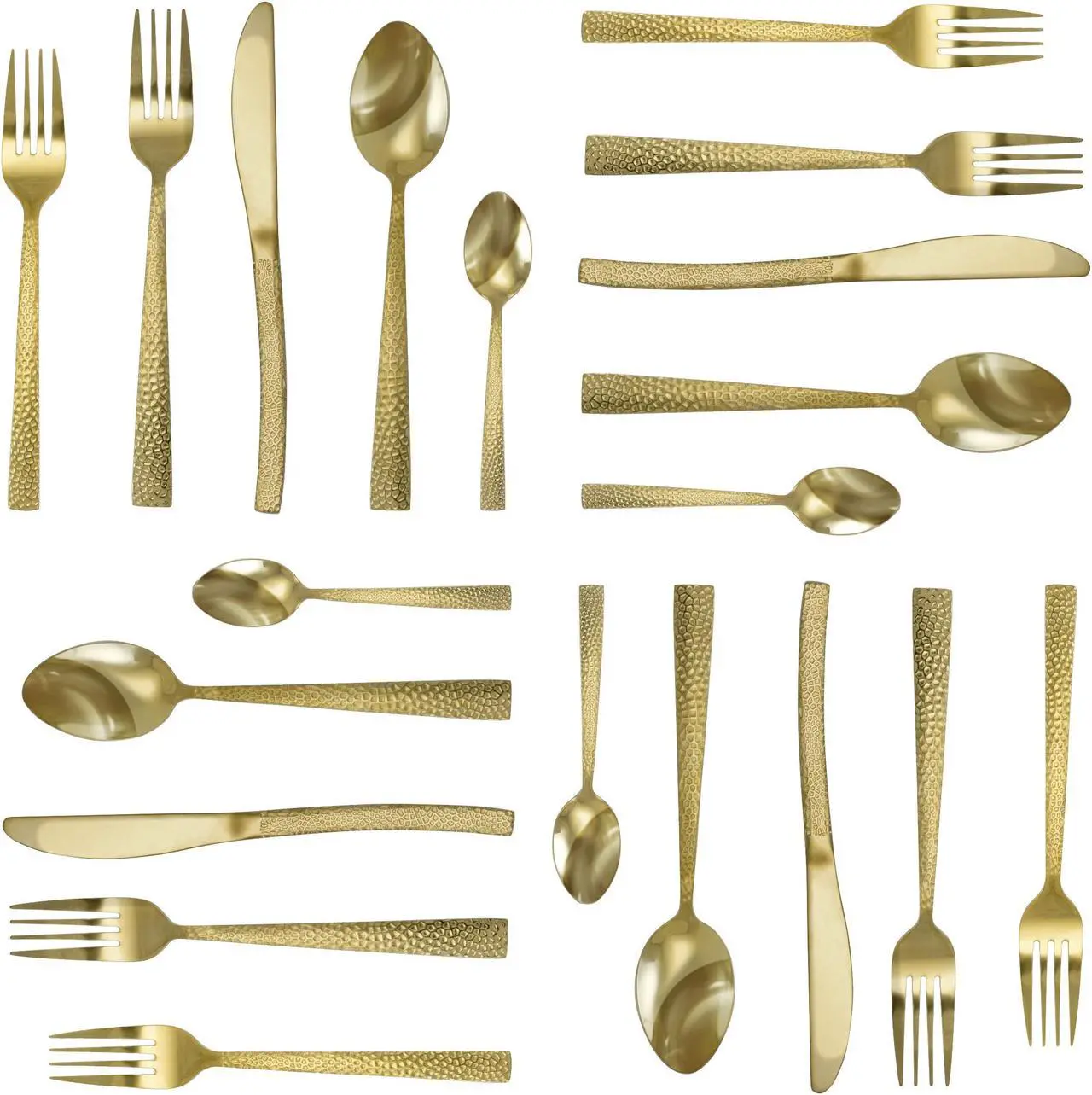 Alt view image 5 of 6 - MegaChef Baily 20 Piece Flatware Utensil Set, Stainless Steel Silverware Metal Service for 4 in Light Gold