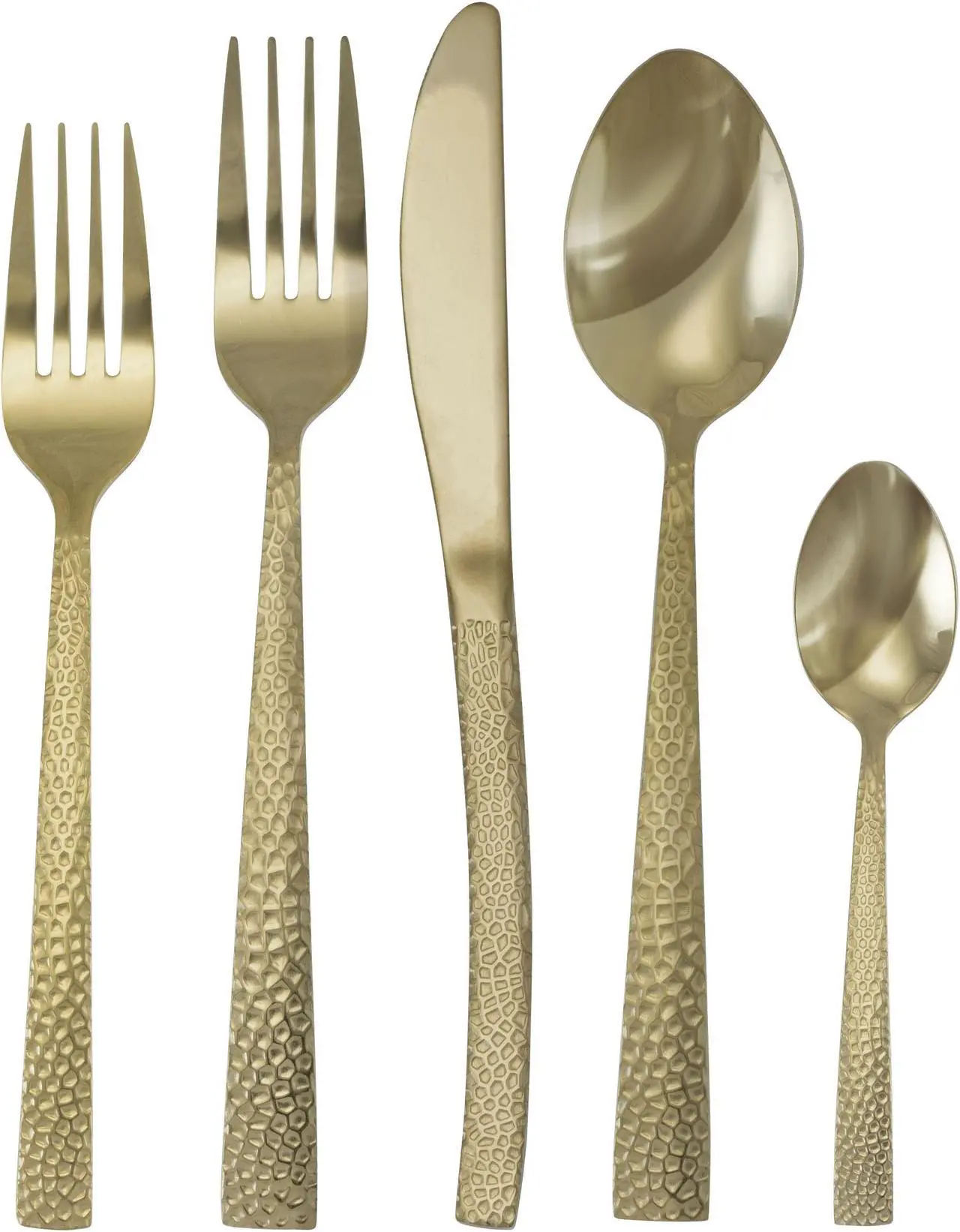 Alt view image 3 of 6 - MegaChef Baily 20 Piece Flatware Utensil Set, Stainless Steel Silverware Metal Service for 4 in Light Gold