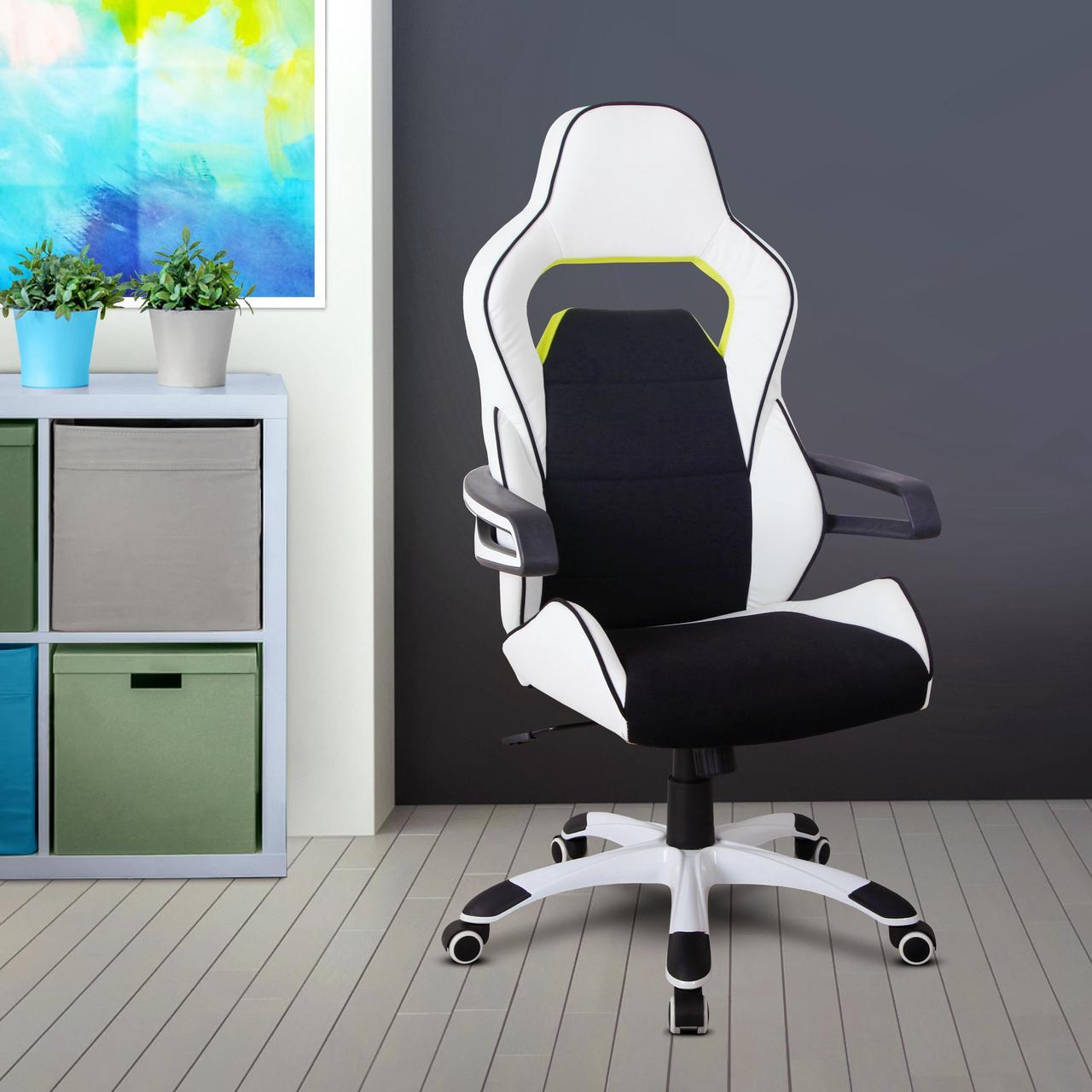 Alt view image 18 of 20 - Gaming Chair - Techni Sport TS-F44 - BLACK Fabric Ergonomic High Back Racer Style PC / Console Video Gaming / Study