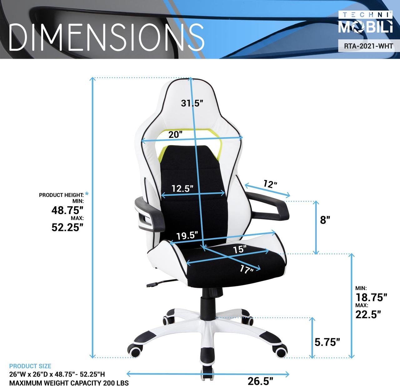 Alt view image 20 of 20 - Gaming Chair - Techni Sport TS-F44 - BLACK Fabric Ergonomic High Back Racer Style PC / Console Video Gaming / Study
