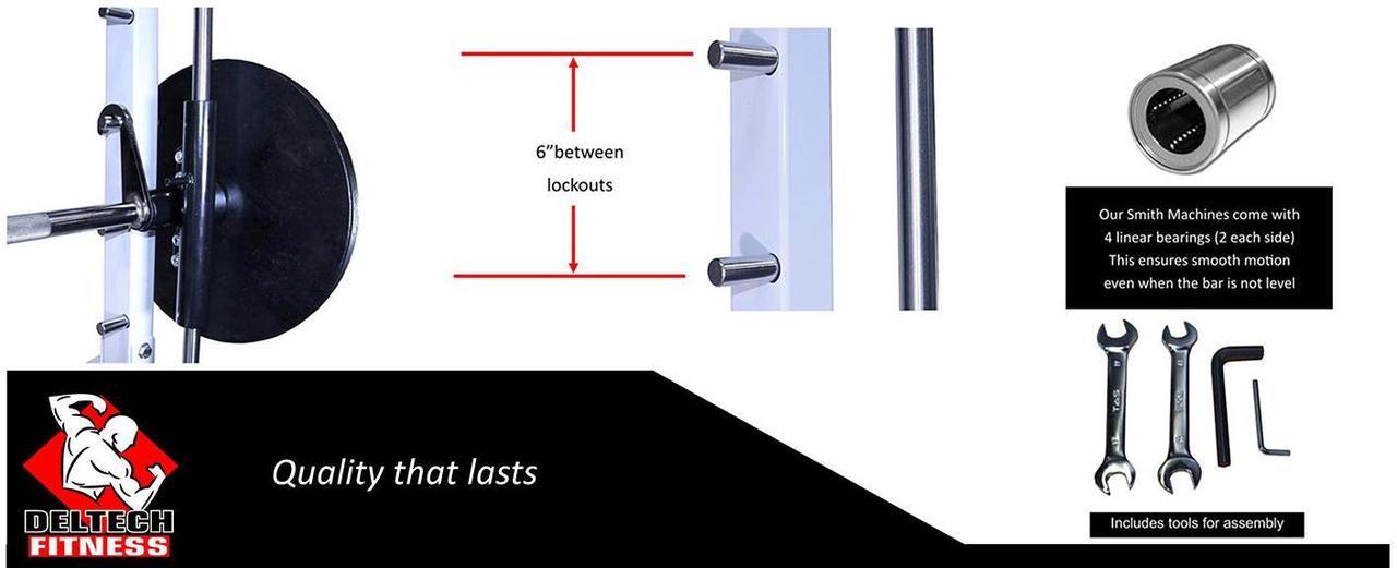 Alt view image 4 of 7 - Deltech Fitness Linear Bearing Smith Machine (DF4900)