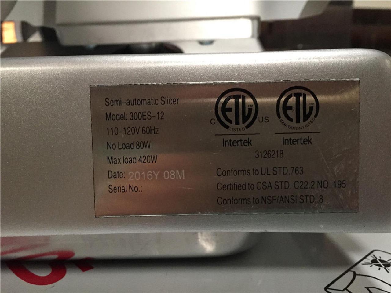 Alt view image 3 of 3 - New 12" Commercial Stainless Steel Meat Slicer NSF HBS-300