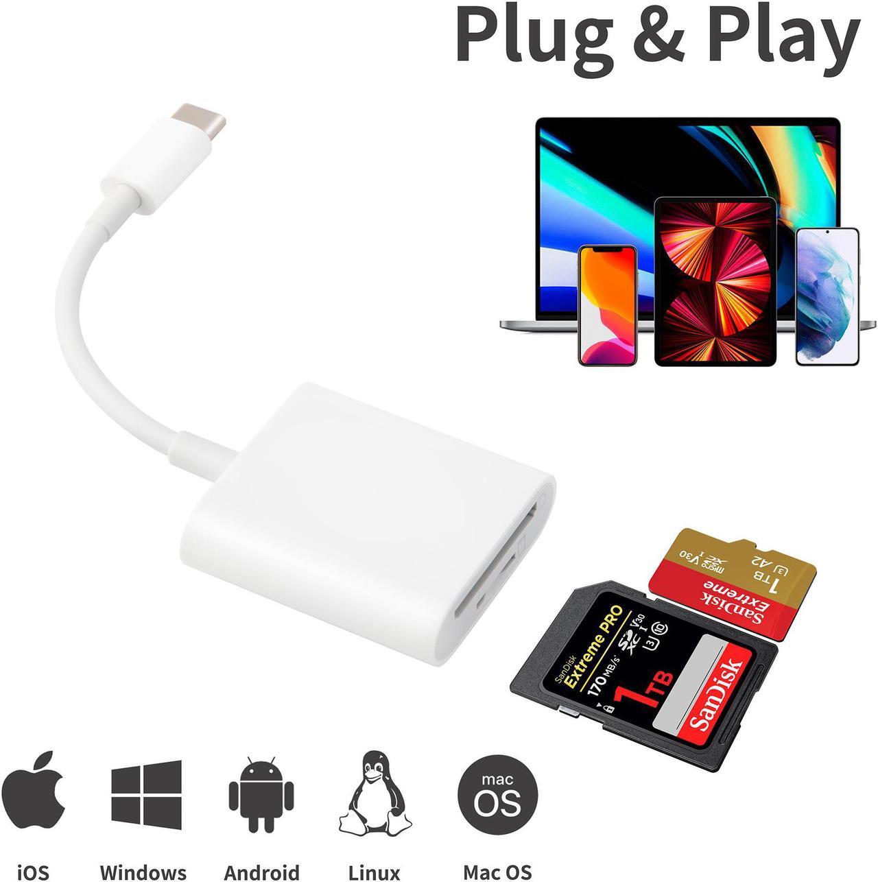 Alt view image 4 of 6 - USB C to Micro SD Card Reader Dual Slot Thunderbolt 3.0 to MicroSD TF Flash Memory Card 1TB Capacity Adapter Compatible with Galaxy S21 iMac MacBook Pro/Air M1/iPad Pro 2021 TIANSONG