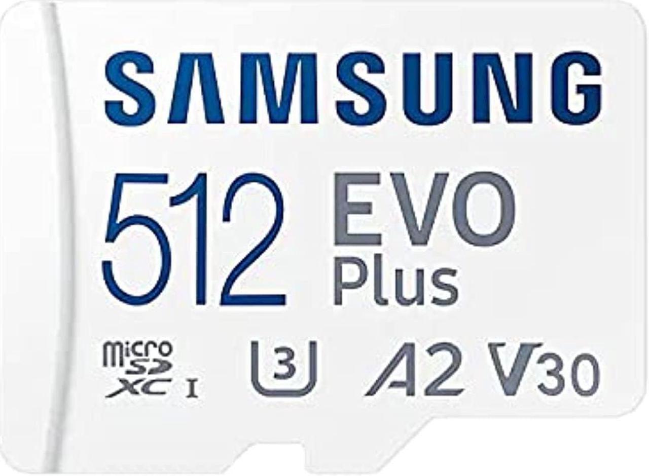 samsung evo plus microsd sdxc u3 class 10 a2 memory card 130mb/s with sd adapter 2021 (512gb)