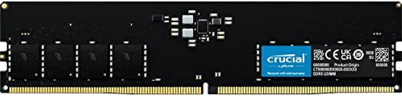 Main image of crucial 16gb ddr5 4800 pc5-38400 cl40 single channel desktop memory module ct16g48c40u5 - black