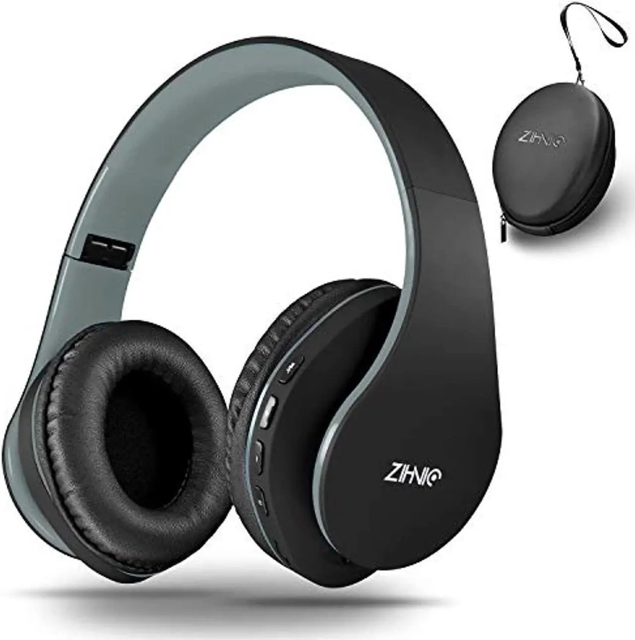 Main image of bluetooth headphones over-ear, zihnic foldable wireless and wired stereo headset micro sd/tf, fm for cell phone,pc,soft earmuffs &light weight for prolonged wearing(black/gray)