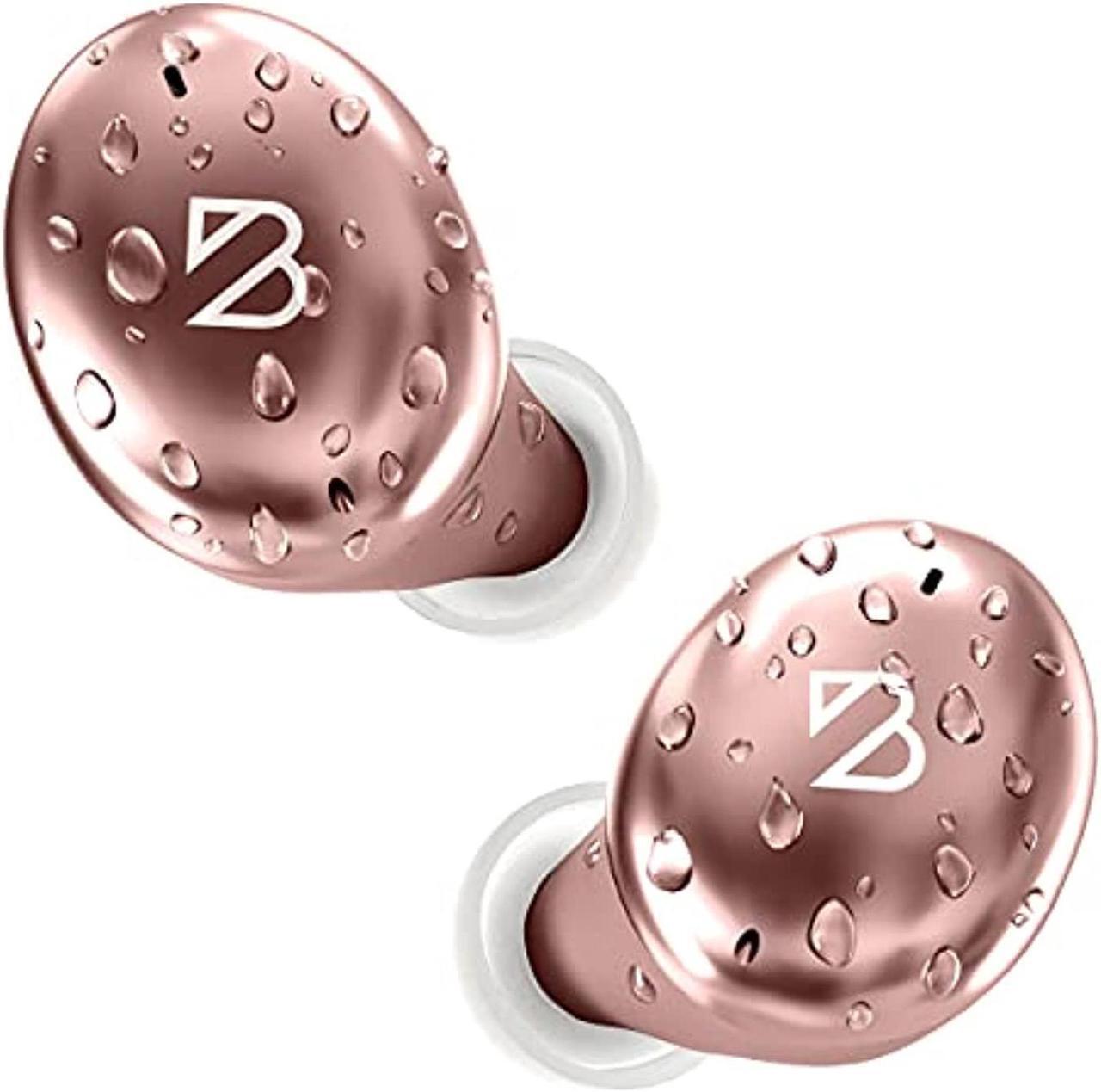 Main image of tempo 30 rose gold wireless earbuds for small ears women, cute pink bluetooth bass boost earphones small ear canals, ipx7 sweatproof, 32-hour long battery, loud in ear headphones gift for women