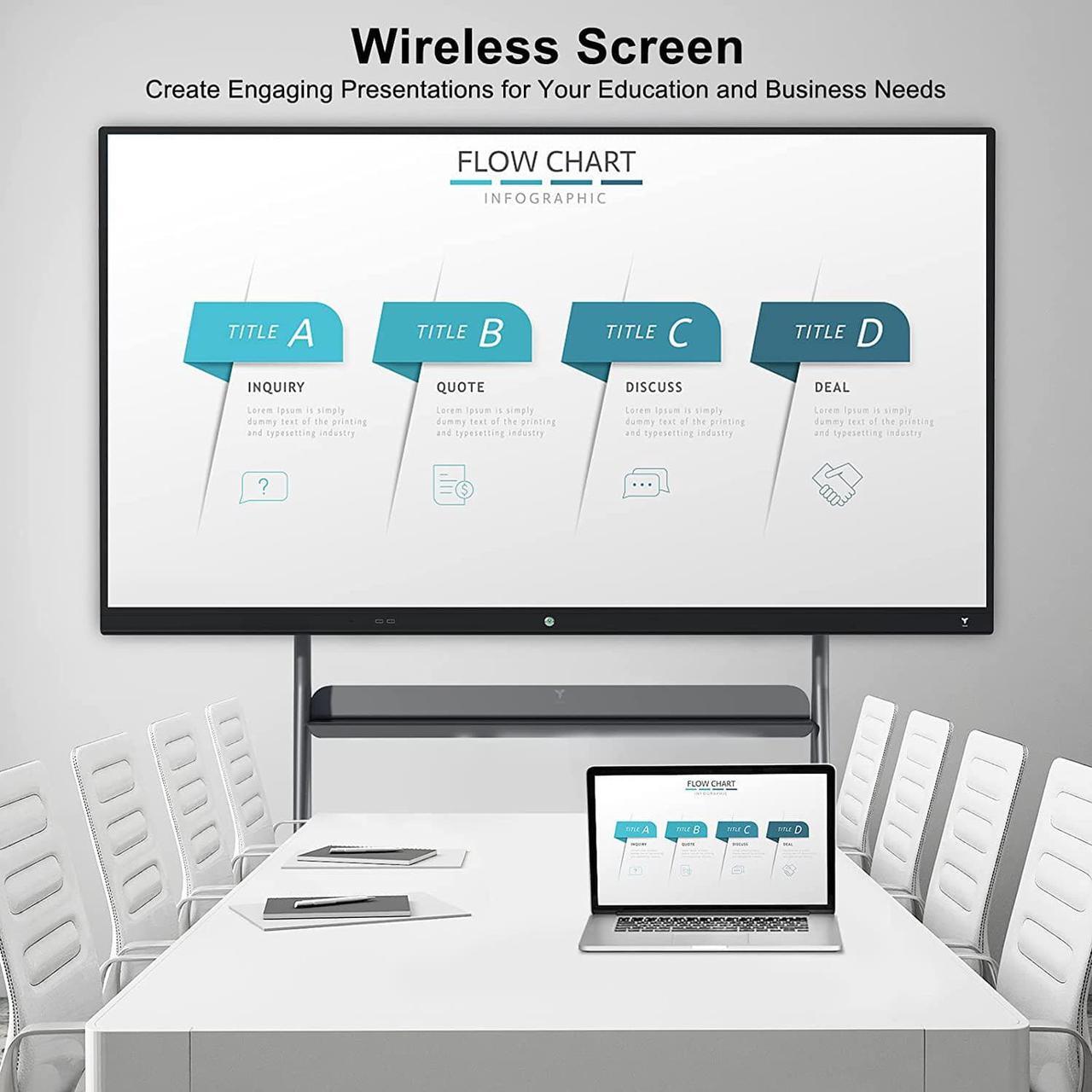 Alt view image 2 of 7 - TIBURN 75 inch Interactive Whiteboard, 4K UHD Smartboard Touchscreen Display, Smart Whiteboard with Wall Mount and Movable Stand, Remote Collaboration Smart Board for Classroom and Businesses