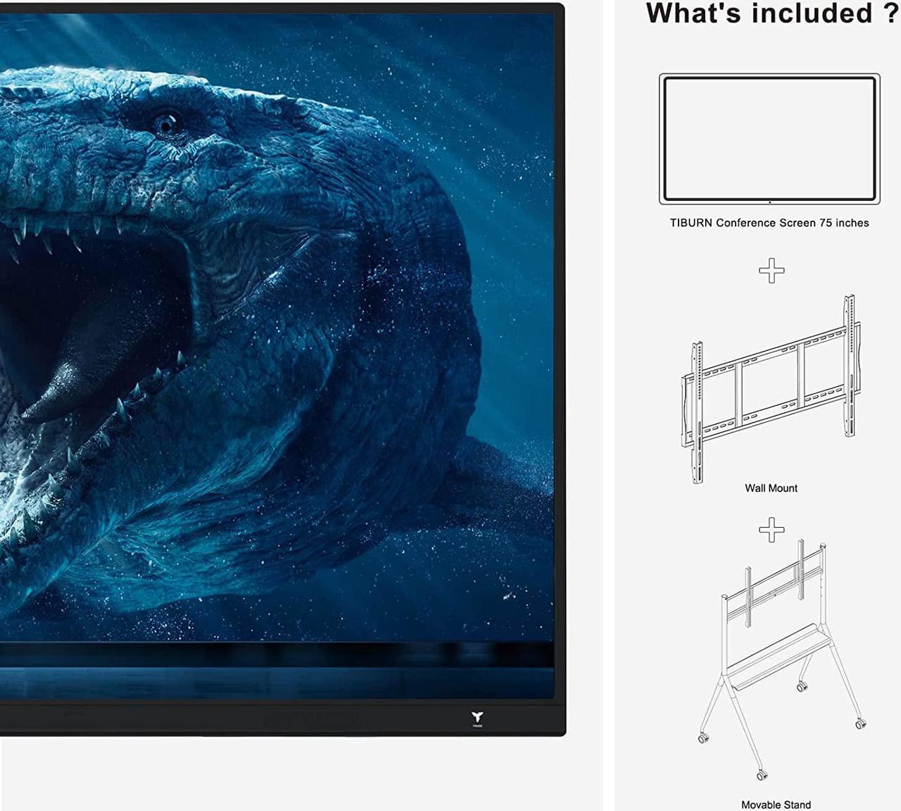 Alt view image 7 of 7 - TIBURN 75 inch Interactive Whiteboard, 4K UHD Smartboard Touchscreen Display, Smart Whiteboard with Wall Mount and Movable Stand, Remote Collaboration Smart Board for Classroom and Businesses