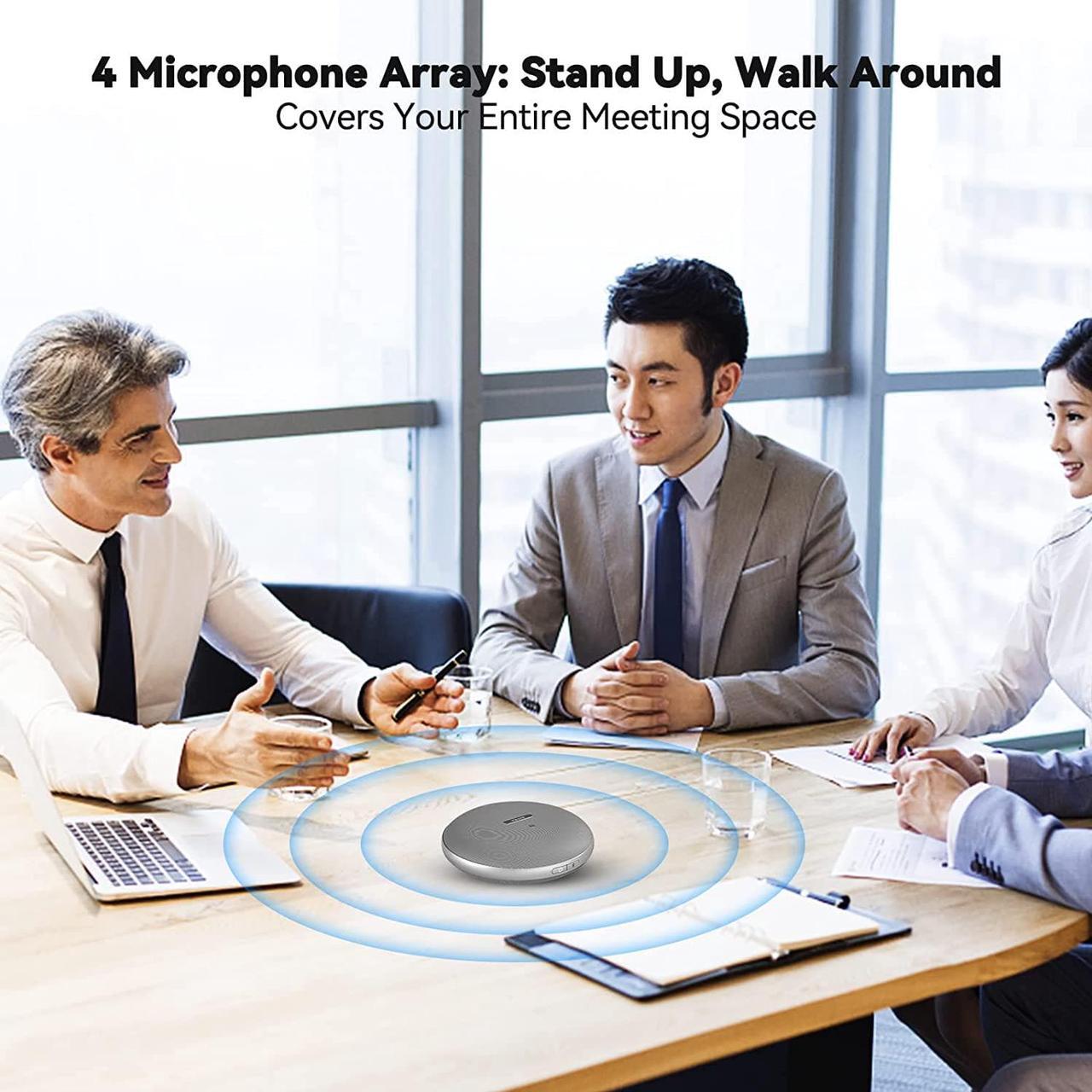 Alt view image 3 of 7 - TIBURN HQ Mic Speaker Bluetooth Speaker with Microphone Conference Speaker 360 Voice Pickup 5.0 USB Bluetooth Speakerphone Compatible Portable Speaker with Microphone for Home/Office