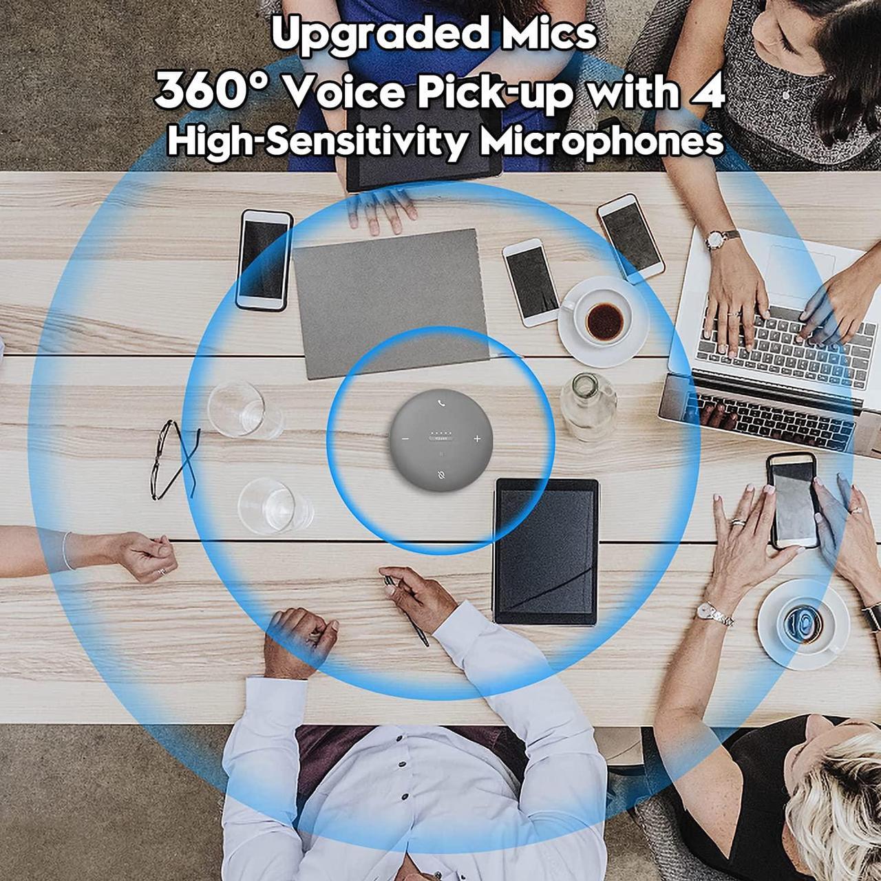 Alt view image 4 of 7 - TIBURN HQ Mic Speaker Bluetooth Speaker with Microphone Conference Speaker 360 Voice Pickup 5.0 USB Bluetooth Speakerphone Compatible Portable Speaker with Microphone for Home/Office