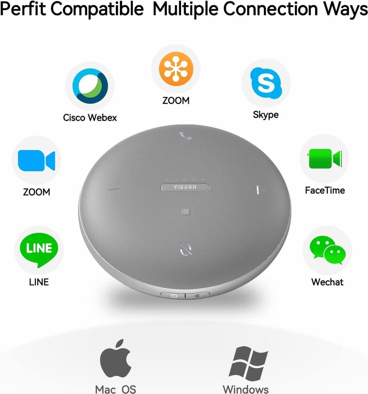 Alt view image 5 of 7 - TIBURN HQ Mic Speaker Bluetooth Speaker with Microphone Conference Speaker 360 Voice Pickup 5.0 USB Bluetooth Speakerphone Compatible Portable Speaker with Microphone for Home/Office