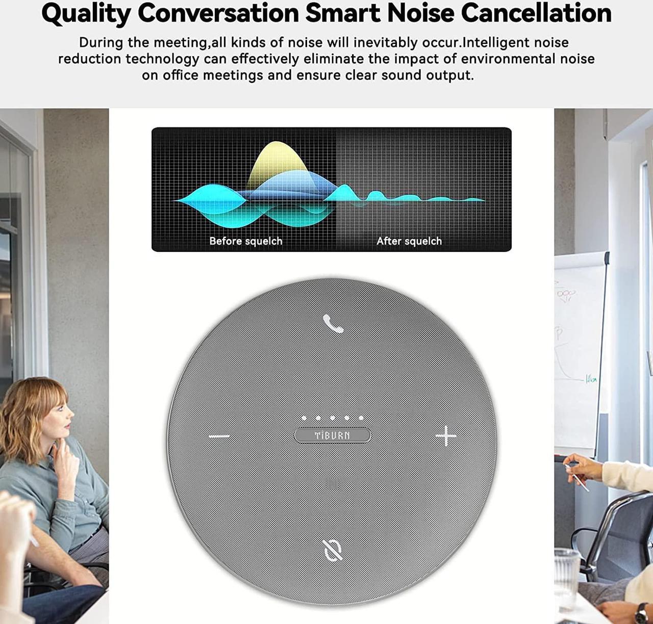 Alt view image 6 of 7 - TIBURN HQ Mic Speaker Bluetooth Speaker with Microphone Conference Speaker 360 Voice Pickup 5.0 USB Bluetooth Speakerphone Compatible Portable Speaker with Microphone for Home/Office