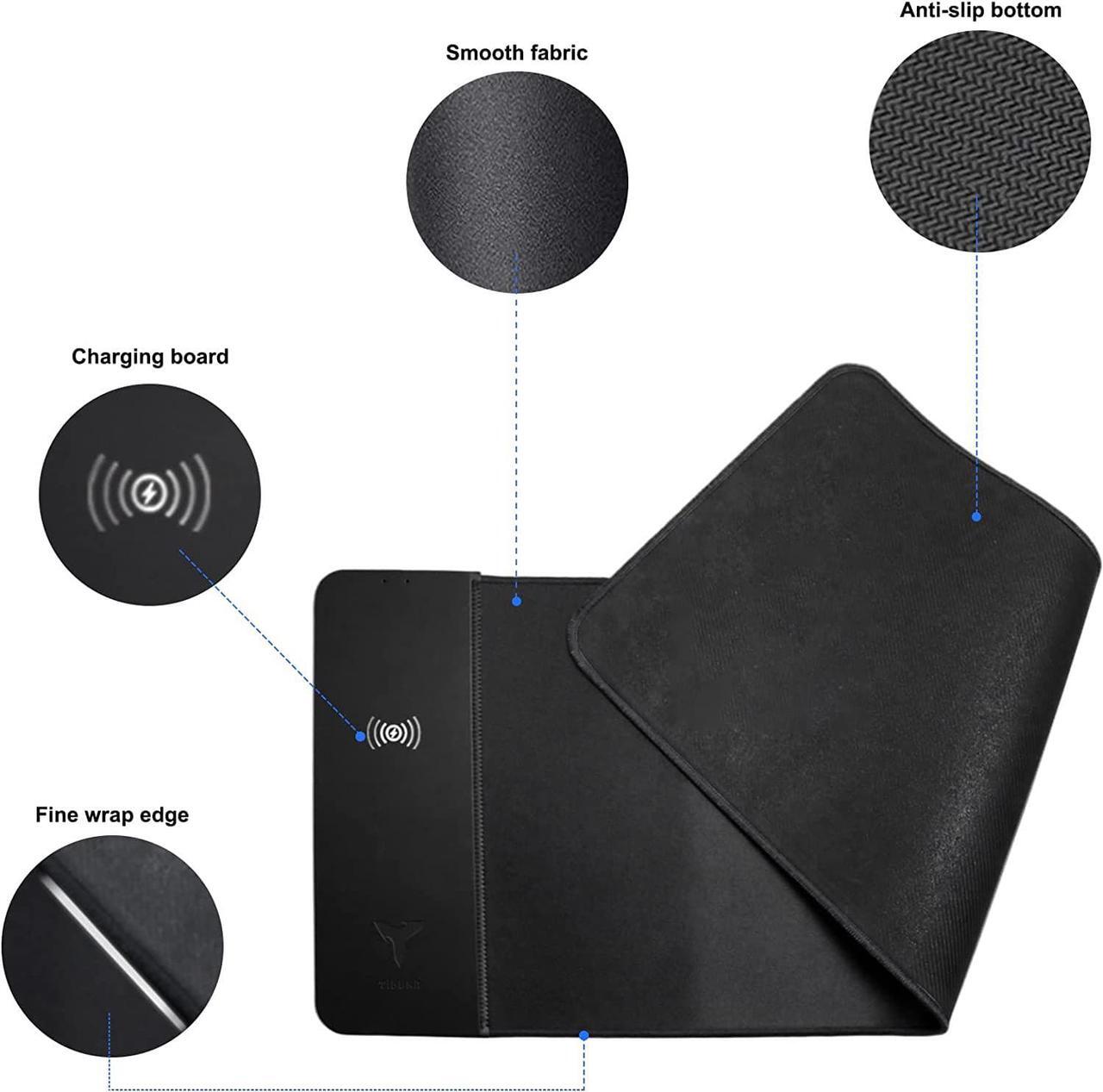 Alt view image 4 of 7 - TIBURN Keyboard Pad - One Size Black - 15W Wireless Charger Gaming Mouse Pad Keyboard Pad, Mouse Pad with Durable Stitched Edges, Non-Slip Rubber Base, Wireless Charging Mat