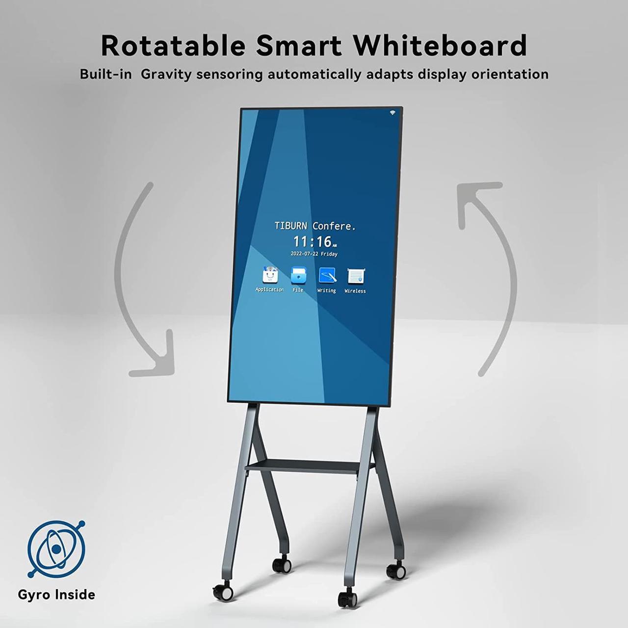 Alt view image 2 of 7 - TIBURN FLIP HUB 55" S1 4K Ultra HD Smart Digital Whiteboard, Rotating Adaptive Nano Capacitive Smartboard, Interactive Touch Screen Computer for Classrooms and Businesses (Includes Rotatable Stand)