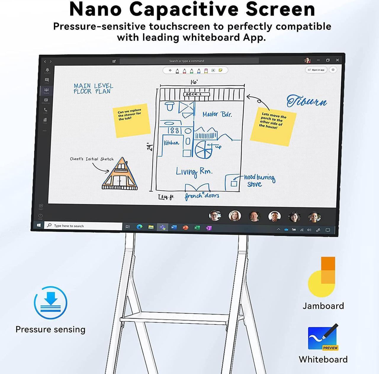 Alt view image 3 of 7 - TIBURN FLIP HUB 55" S1 4K Ultra HD Smart Digital Whiteboard, Rotating Adaptive Nano Capacitive Smartboard, Interactive Touch Screen Computer for Classrooms and Businesses (Includes Rotatable Stand)